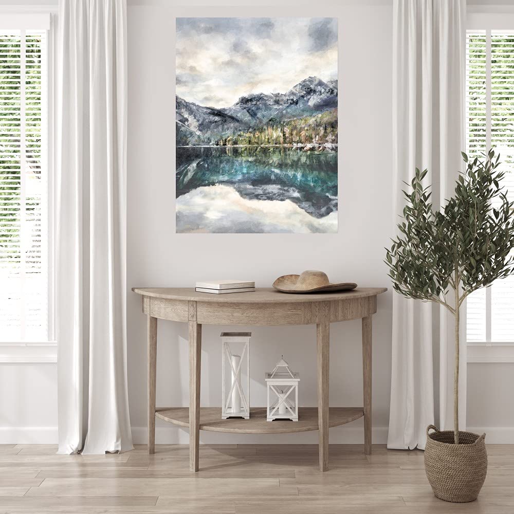Lake Reflections Fine Art Canvas Wall Decor - Hand Painted Landscape Painting for Living Room, Bedroom, Office - Ready to Hang 42x56 Inches - Perfect for Home Decor & Gift Giving