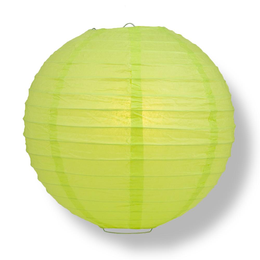 30 Pack Large Round Paper Lanterns - Light Lime Green with Even Ribbing | Perfect for Party Decorations, Wedding Centerpieces & Asian Festival Lighting