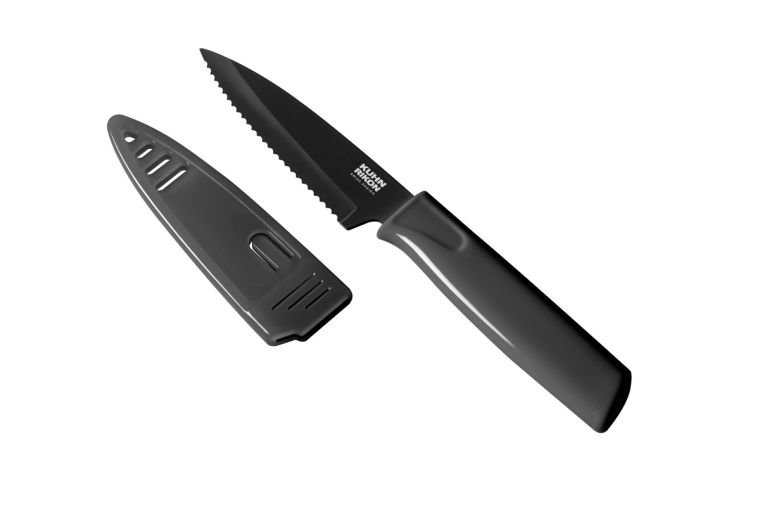 Kuhn Rikon COLORI Serrated Paring Knife 8-inch - Sharp Kitchen Utility Knife for Fruits, Vegetables & Peeling - Multiple Color Options - Perfect for Home Cooking, Camping & Picnics