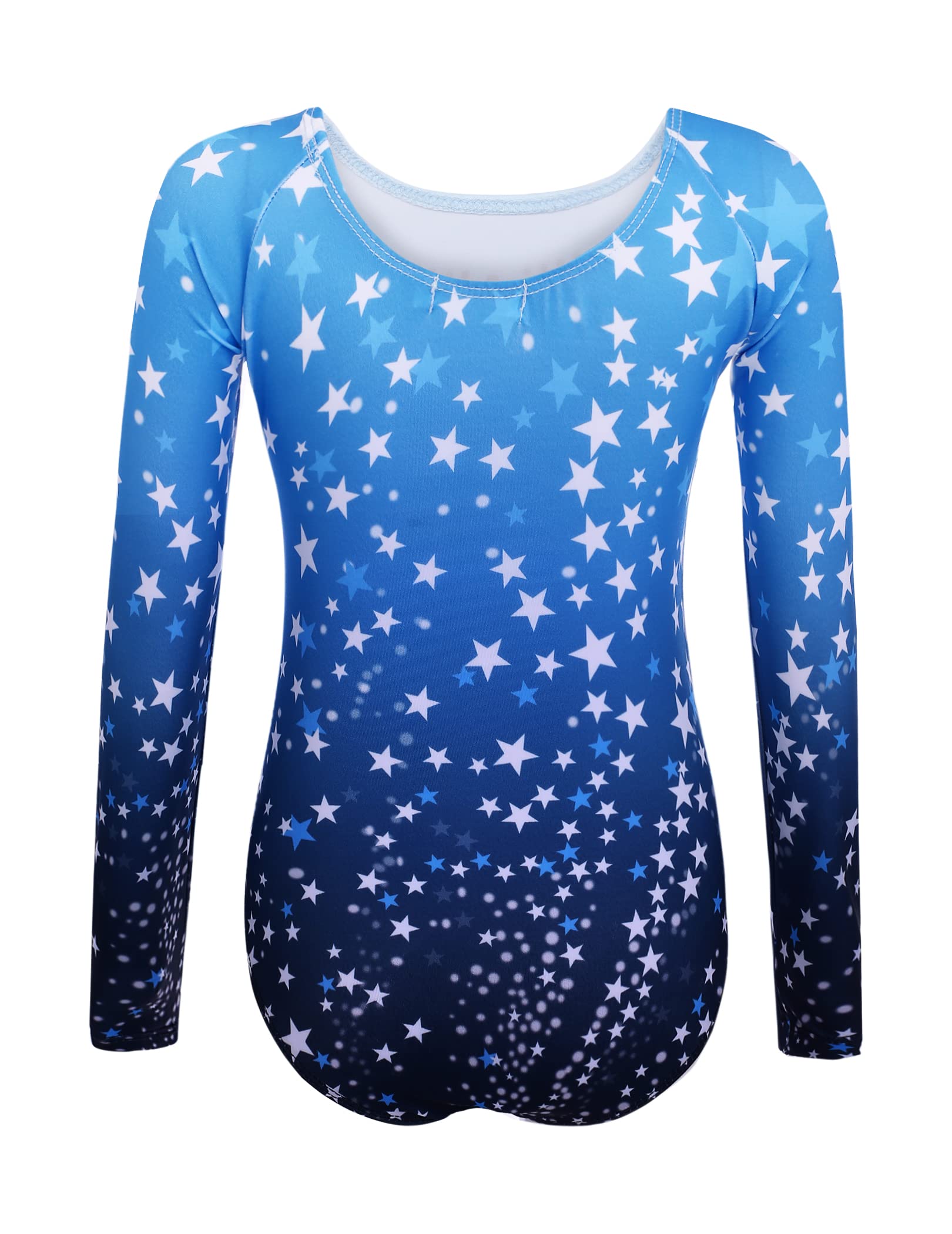 Zaclotre Kid Girls Gymnastic Leotard Long Sleeve Color Gradient Sparkly Ballet Dance One Piece Outfit for Competition, Recital & Performance