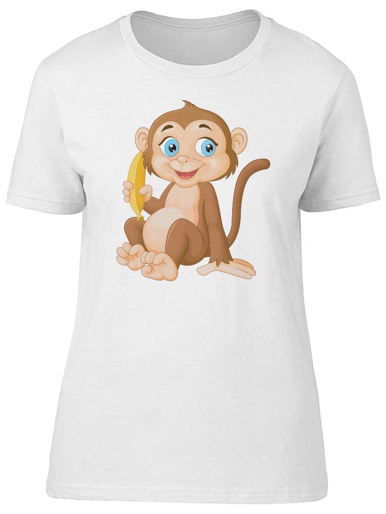 Smartprints Cute Happy Monkey Cartoon T-Shirt for Women - Soft Cotton Casual Tee for Everyday Wear, Weekend Outings & Fun Gatherings