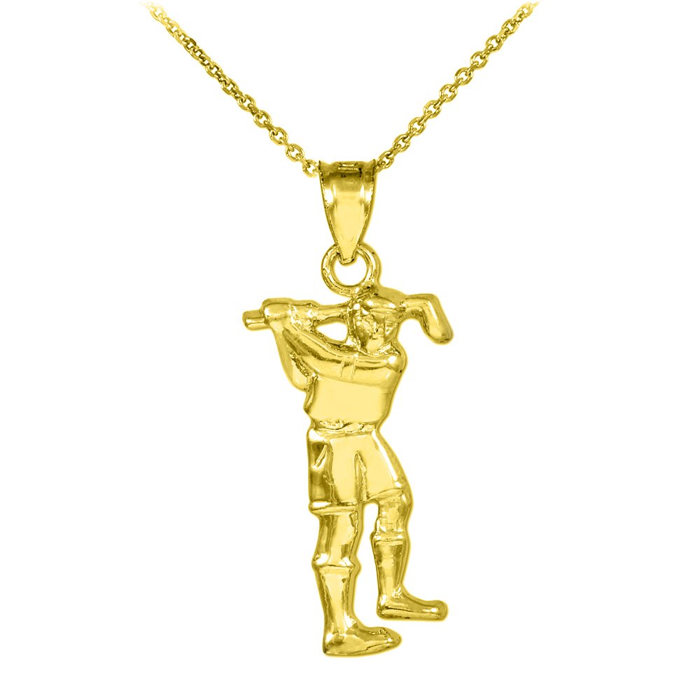 10K Yellow Gold Golfer Charm Necklace - Perfect Golf Gift