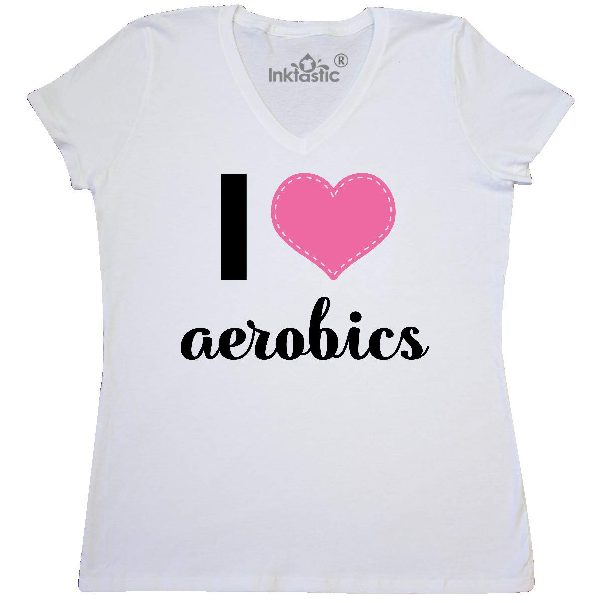 Inktastic Fitness I Love Aerobics Women's V-Neck T-Shirt - Comfortable Workout Top for Gym, Yoga & Dance Classes
