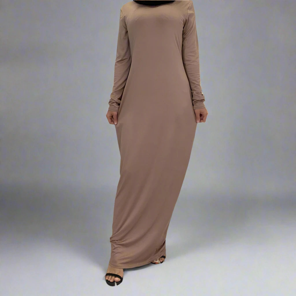 Modest Muslim Women's Microfiber Inner Abaya Dress - Breathable & Lightweight Prayer Dress for Home & Mosque Wear
