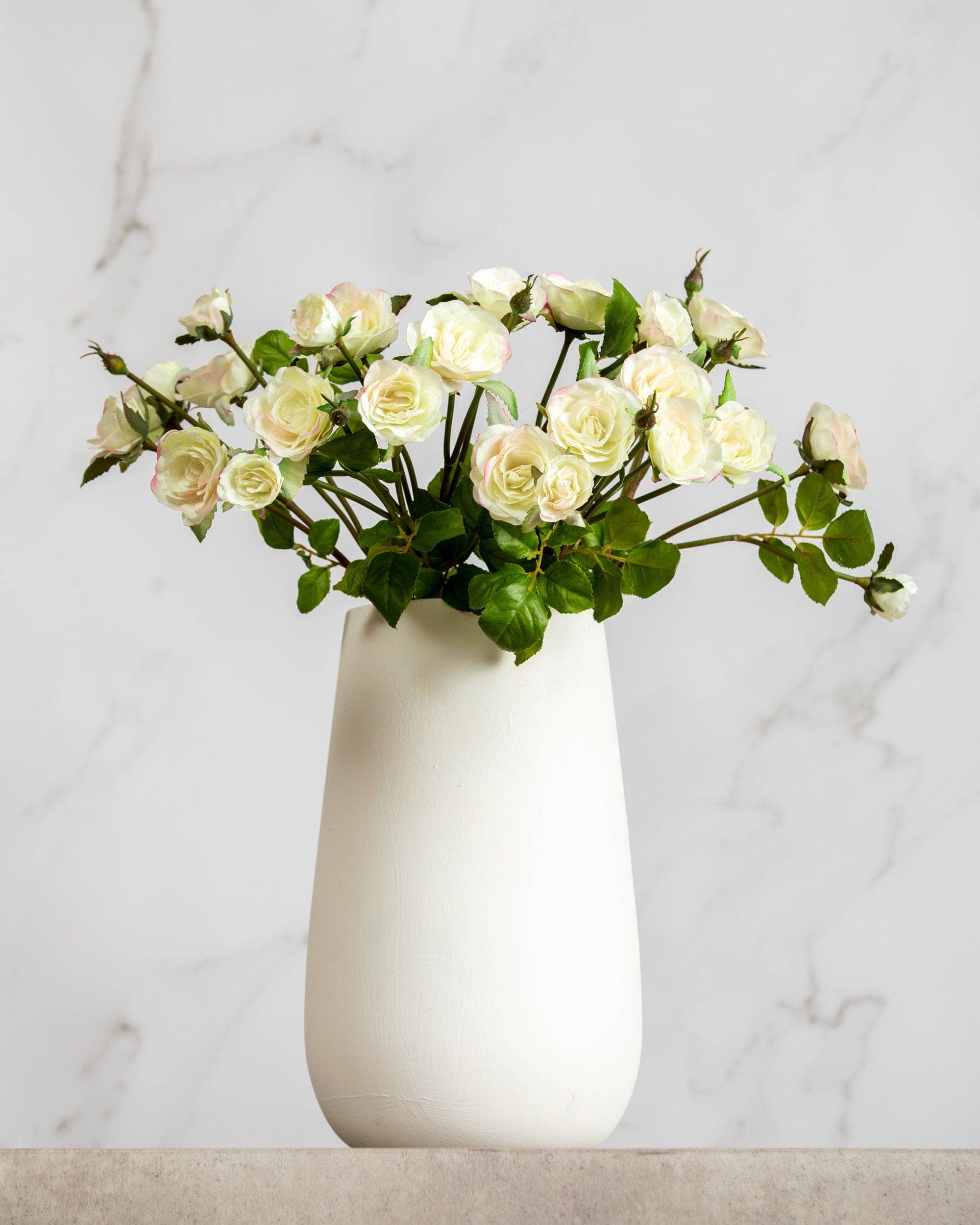 Artificial White Floribunda Rose Spray 19