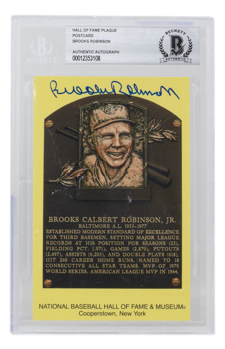 Brooks Robinson Autographed Slabbed Baltimore Orioles Hall of Fame Plaque Postcard - BAS 108 - Perfect for Baseball Memorabilia Collections & Sports Fan Gifts