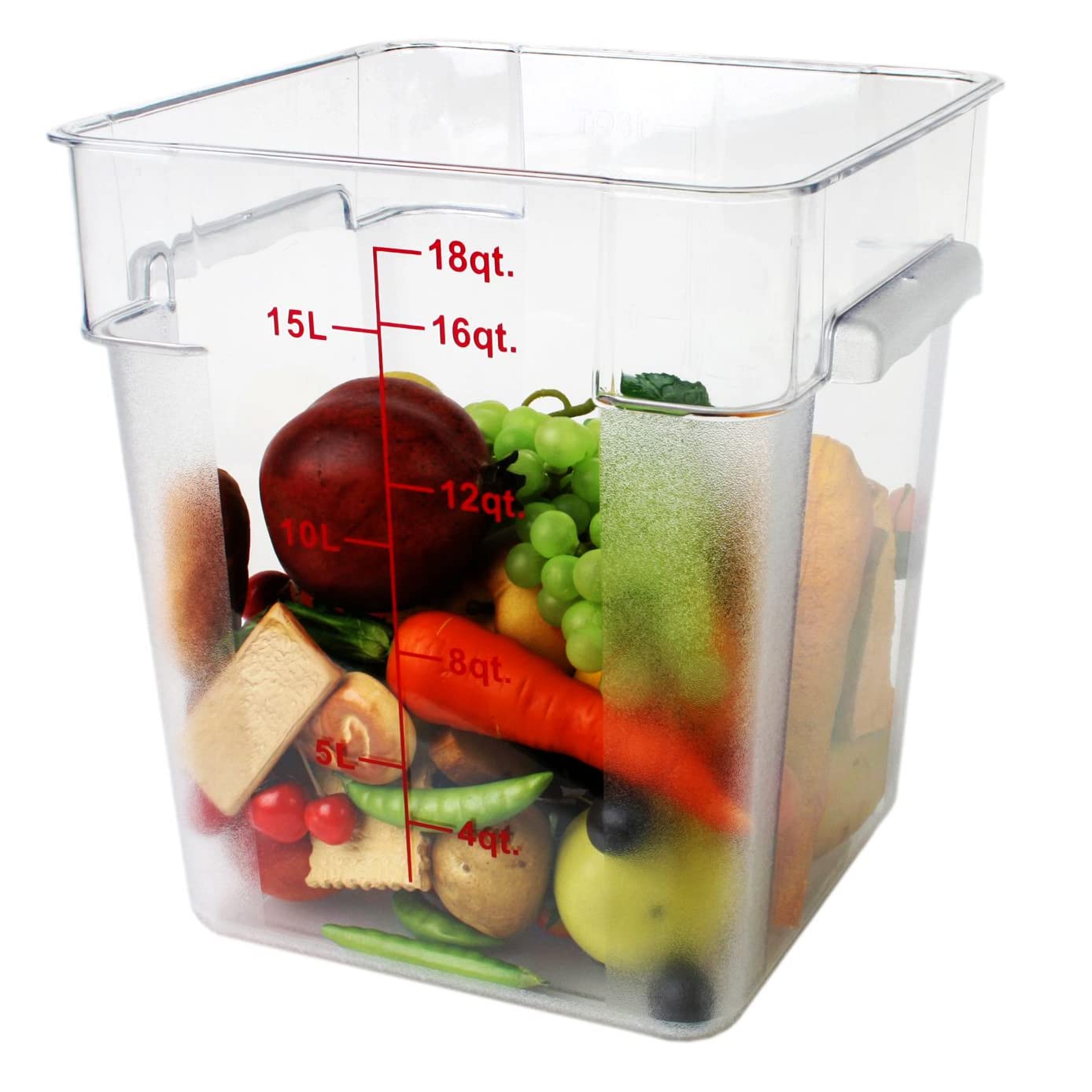 Tiger Chef 18 Quart Commercial Grade Clear Polycarbonate Food Storage Containers with Blue Lids - Durable Restaurant & Home Kitchen Organization for Bulk Food Prep & Storage