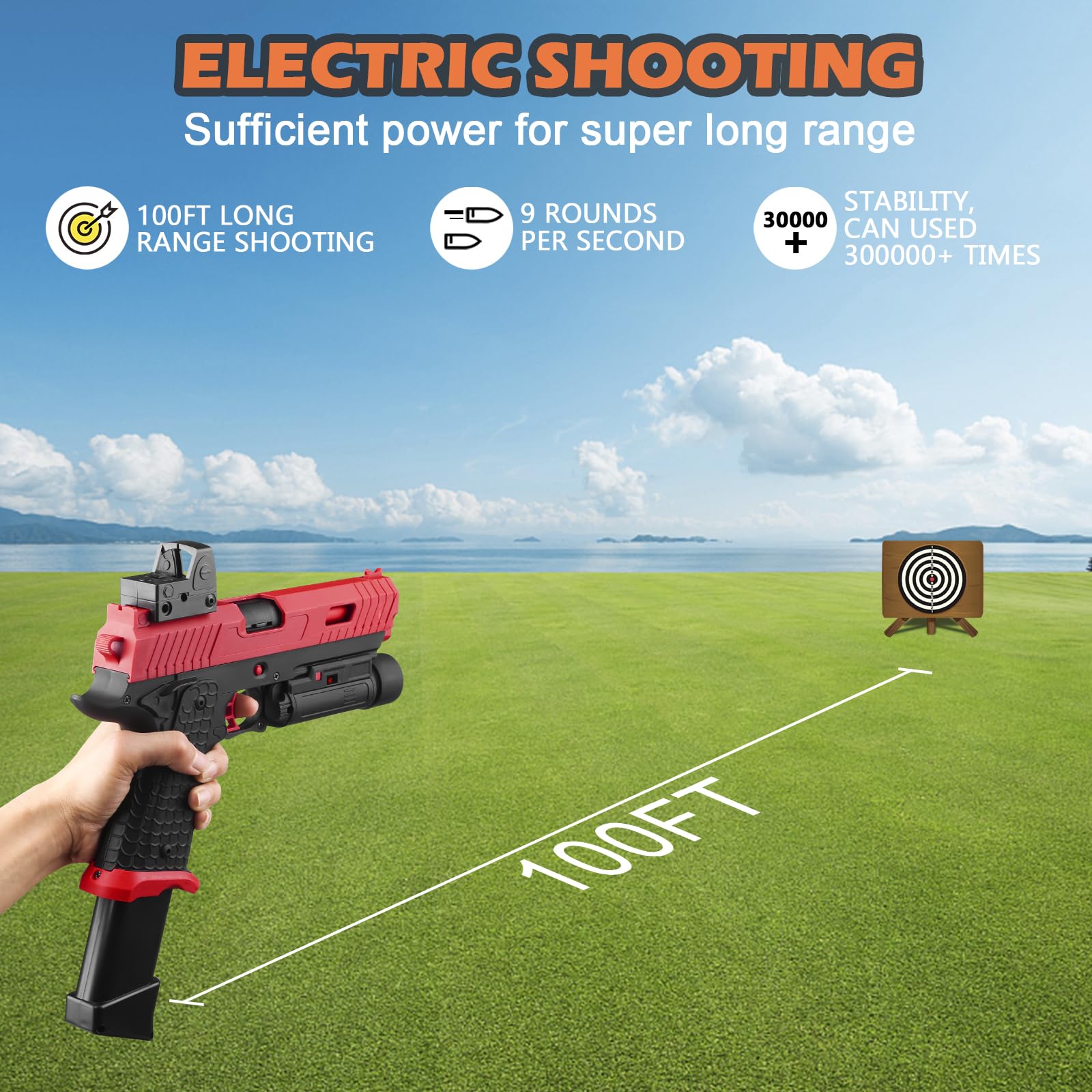 Electric Gel Ball Blaster Toy X5 - Full Auto Splat Blaster Gun with Drum Magazine & Safety Goggles | Outdoor Team Battle Game Toy | X2 Upgraded Version for Teens & Adults 14+ (Red) | Perfect for Backyard Wars, Nerf Battles & Outdoor Team Competitions