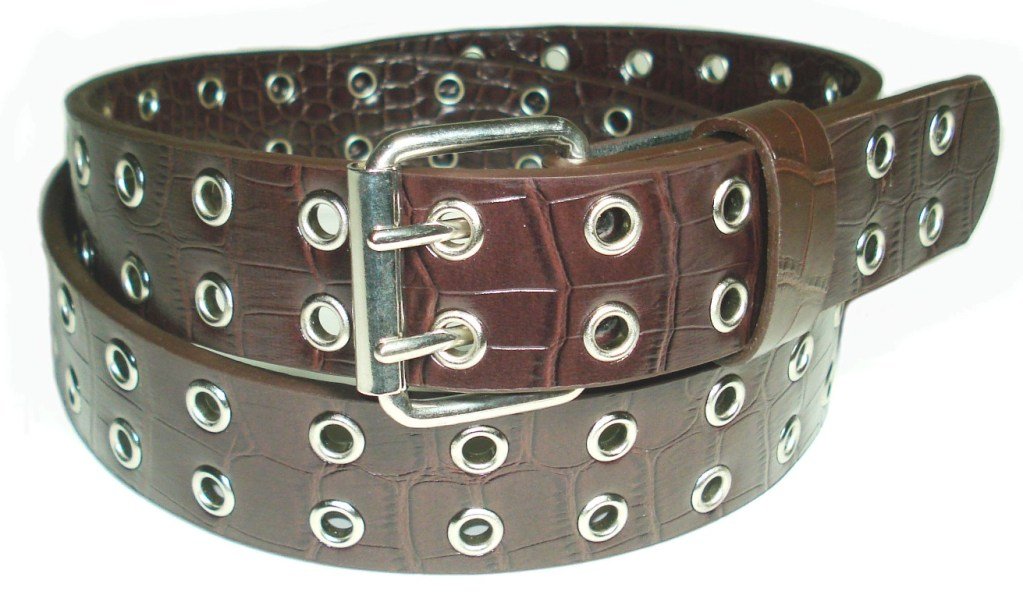 Studded Leather Belt for Men & Women - Brown Grommet Belt with Metal Studs - Perfect for Casual, Gothic & Punk Fashion Outfits