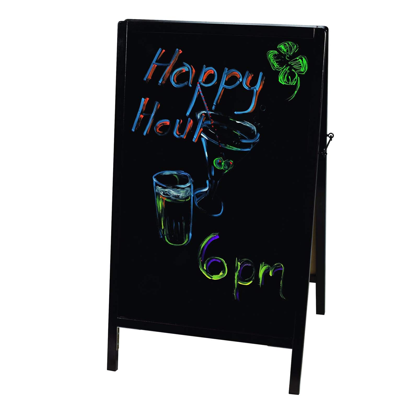 Winco Full Size Mahogany Sidewalk Marker Board with A-Frame - Perfect for Outdoor Cafes, Restaurants & Retail Store Signage