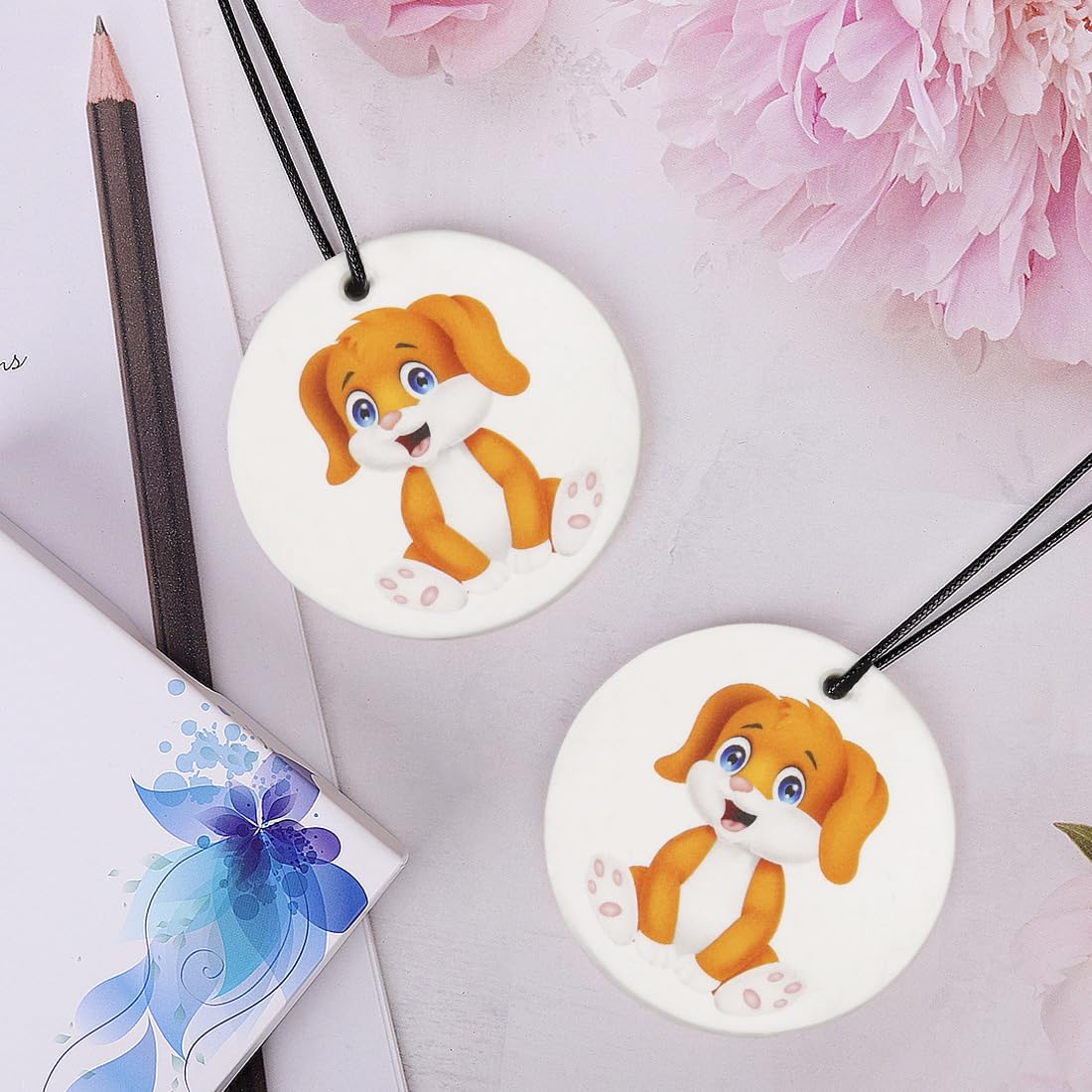 2 Pcs Personalized Double-Sided Photo Car Air Fresheners - Custom Scented Hanging Decor for Cars, Wardrobes & Bathrooms (Dog Pattern) | Perfect for Gifts, Home & Auto Fragrance