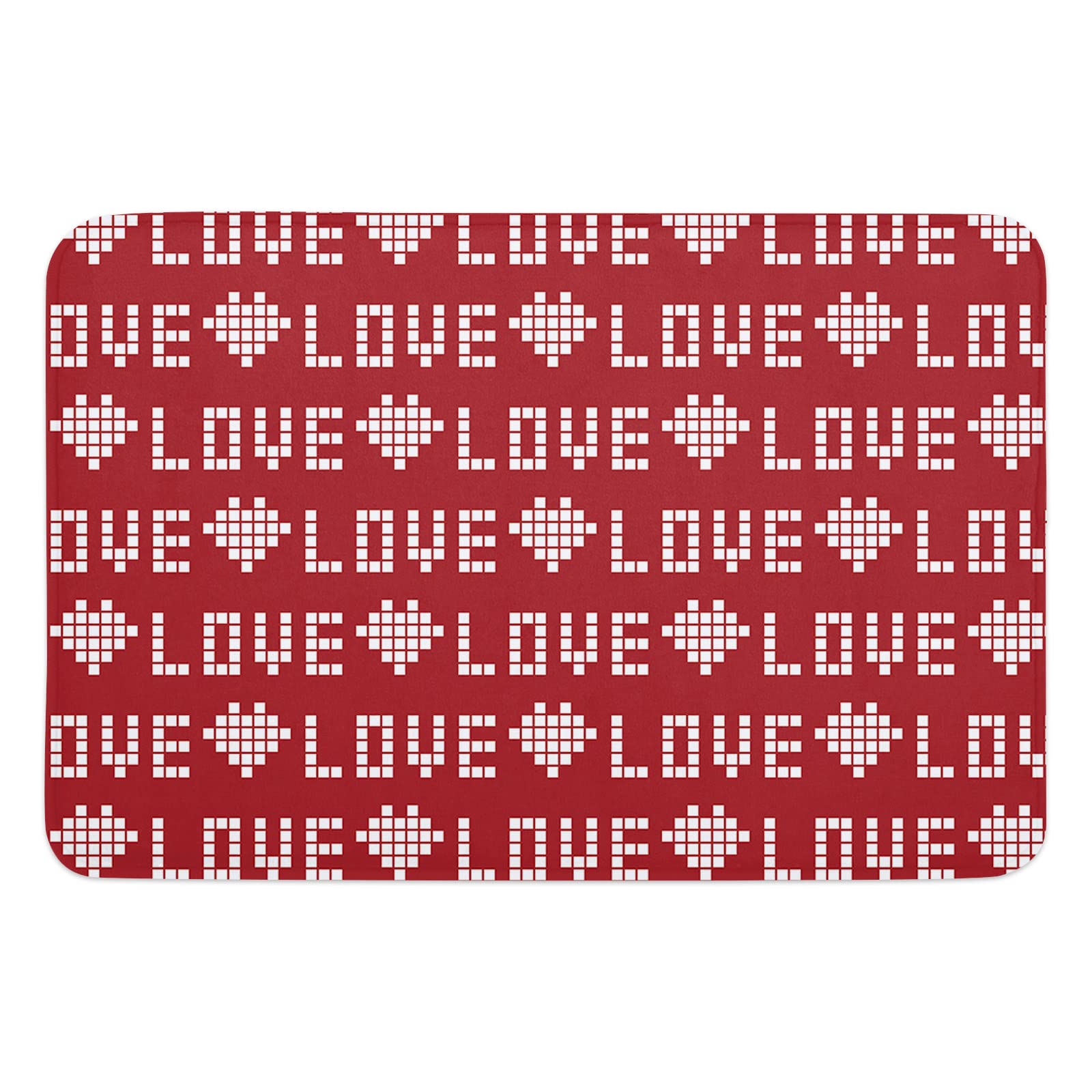 T&H XHome Non-Slip Indoor Doormat - Valentine's Day Heart Pixel Welcome Mat for Front/Back Door, Low Profile Entrance Rug - Perfect for Outdoor Entryway, Bathroom & Kitchen Floor Decor (Home Decor Gift Idea)