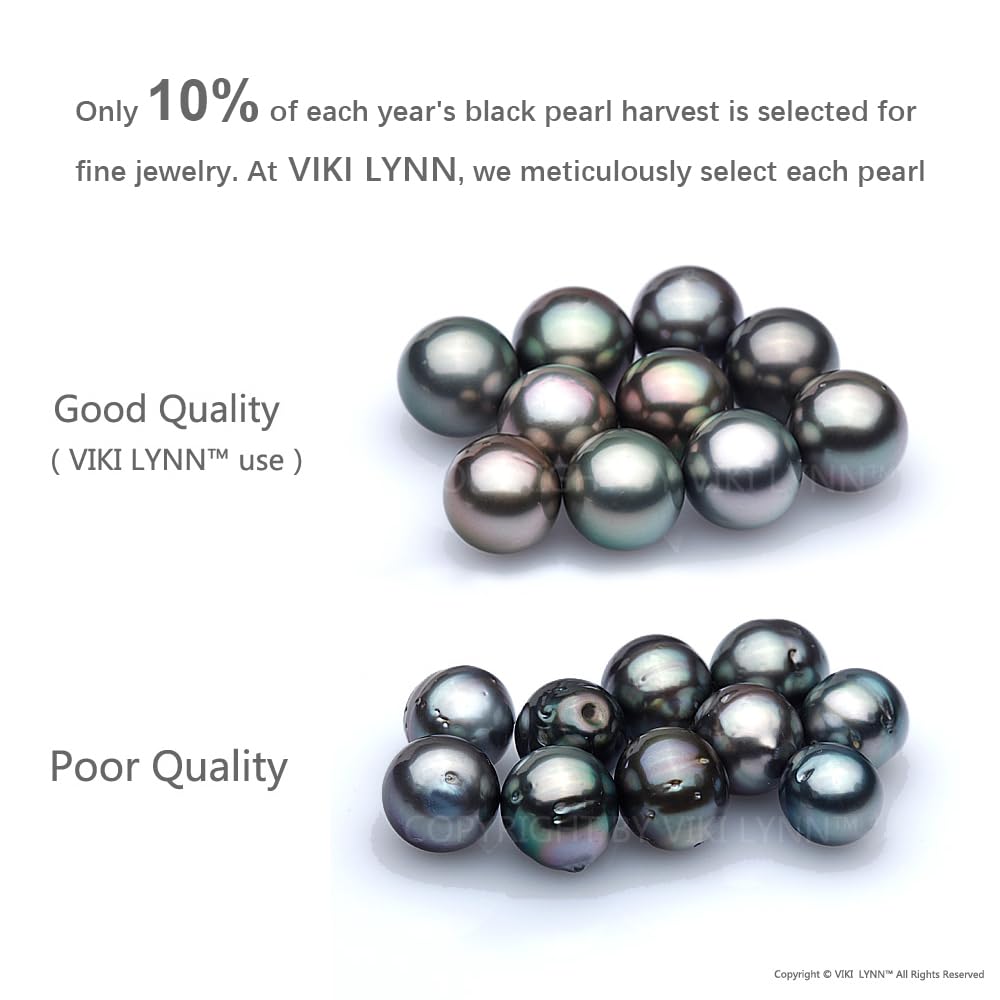 Tahitian Black Pearl Necklace - 9-10mm Cultured Pearl with 925 Silver Chain for Women, Perfect for Weddings & Evening Events