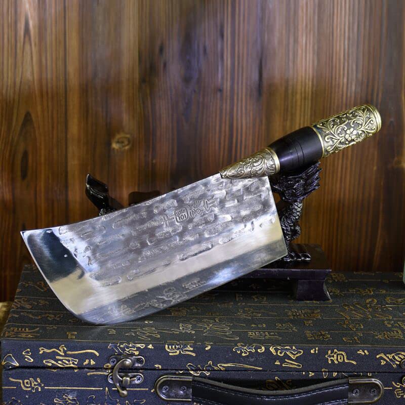 **Hand-Forged Longquan Ghost Meat Cleaver - High Carbon Steel Kitchen Knife for Chefs, Antique Slicer with Razor Sharp Edge - Perfect for Butchering, Chopping & Home Cooking (Color: G-cd65)**
