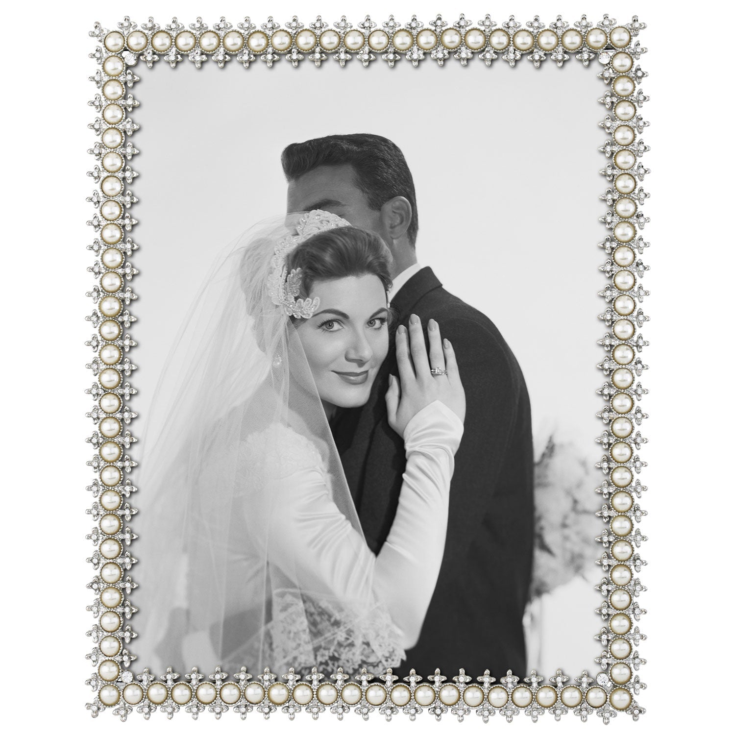 Elegant Crystal & Pearl Photo Frame - Perfect for Wedding, Anniversary, and Home Decor Gifts