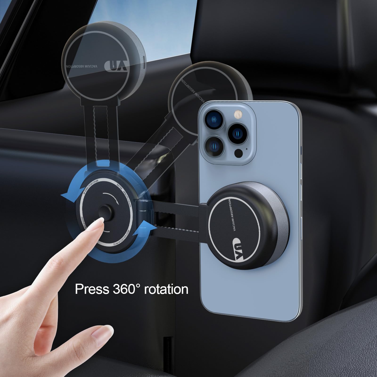 AOAO Tesla Model 3/Y/X/S Phone Mount Holder - Universal Vacuum Suction Car Phone Stand for All Smartphones - Perfect for GPS Navigation & Hands-Free Driving