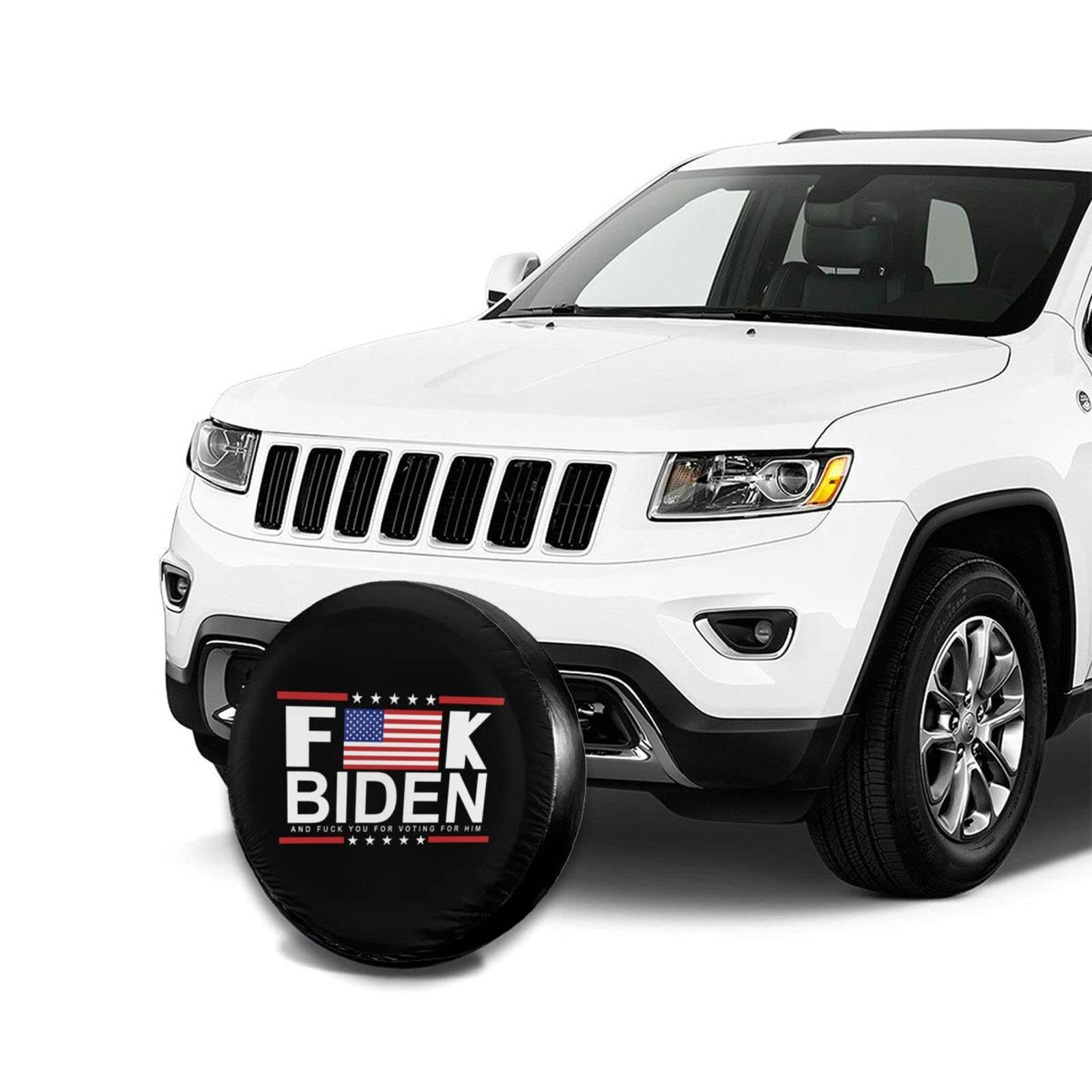 Funny Anti-Biden Spare Tire Cover - 15 Inch Wheel Cover for Jeep, RV, SUV, Truck & Camper | Durable Travel Trailer Accessory with Humorous Design | Perfect for Road Trips, Camping & Political Statement