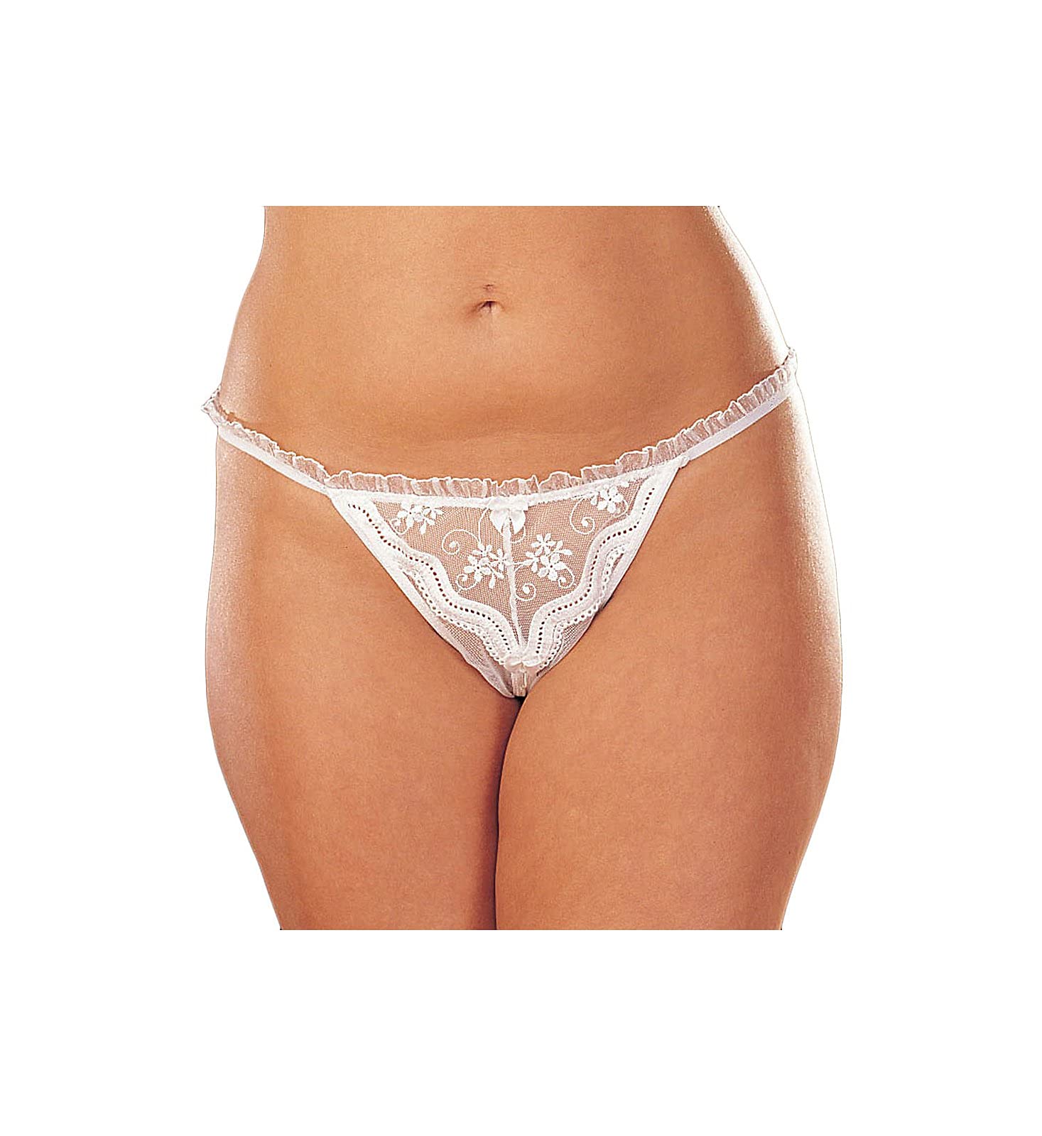 Shirley of Hollywood Women's Plus Size Lace Scalloped Embroidery Crotchless Panties - 10 Pack for Sensual Lingerie, Boudoir Photography & Special Occasions