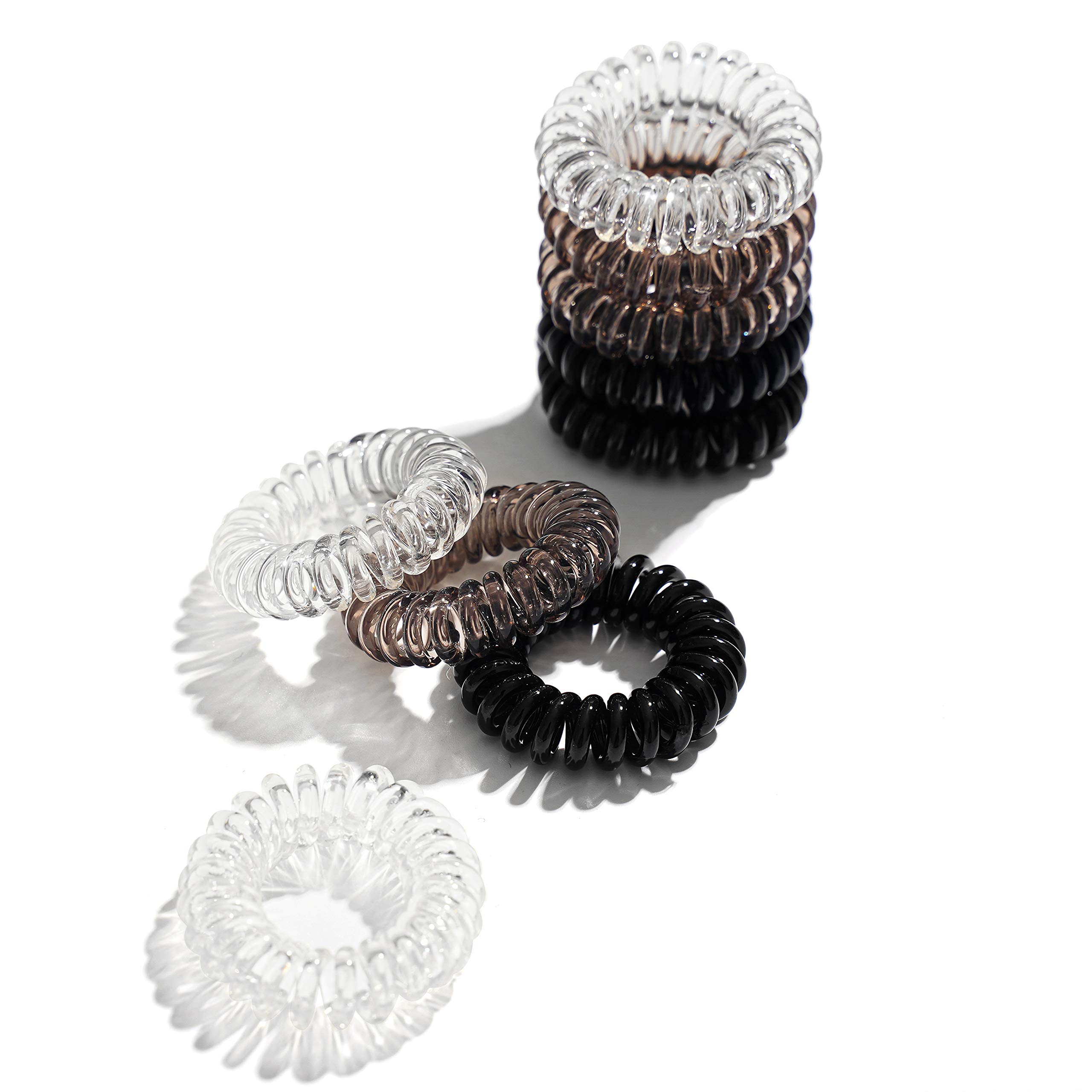 Giseka Spiral Hair Ties for Thick Hair - No Crease Elastic Phone Cord Ponytail Holders for Women, Girls & Adults (9 Pack) - Perfect for Workouts, Yoga, School & Everyday Use