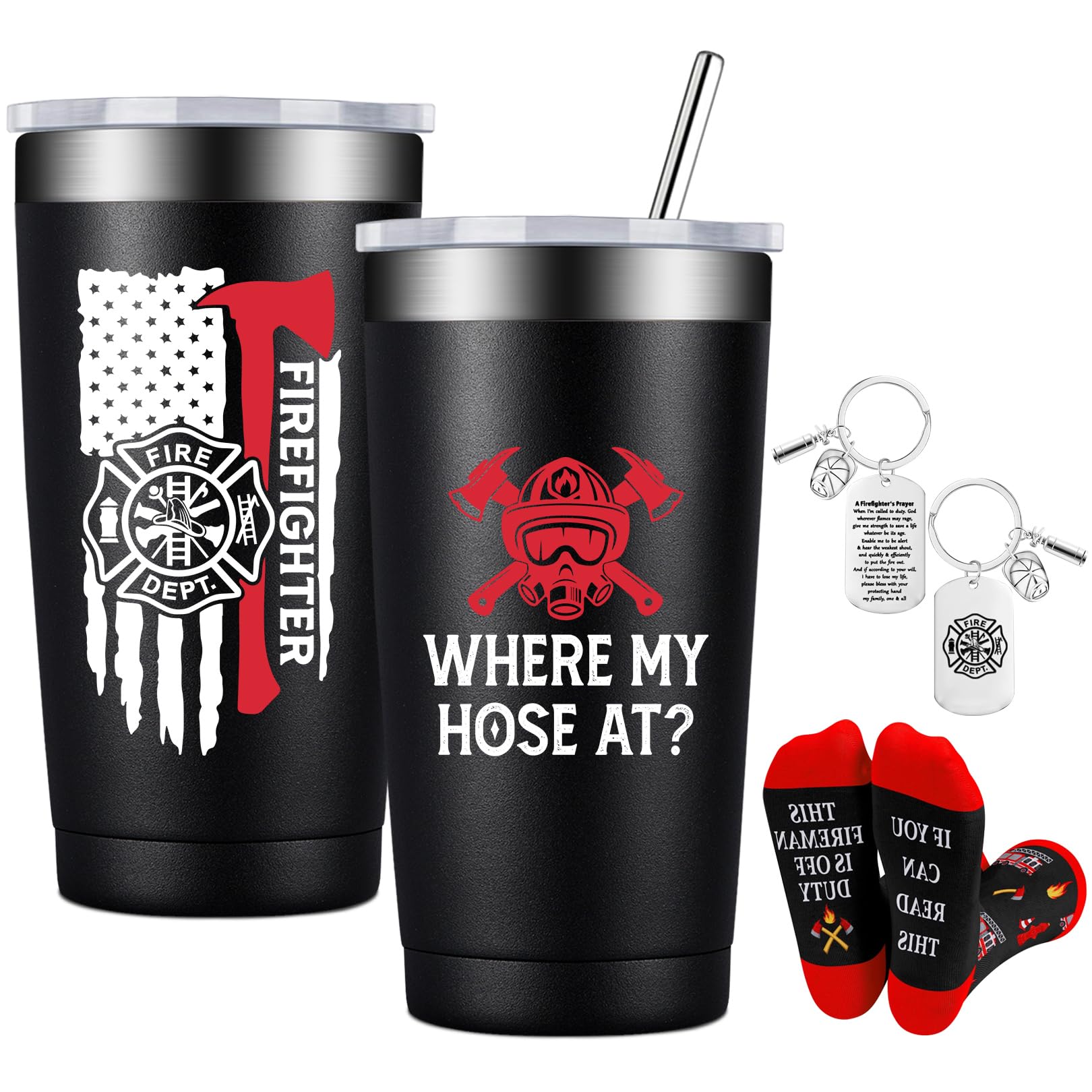 BIRGILT 20oz Firefighter Tumbler Cup - Insulated Stainless Steel Travel Mug for Firemen & Firewomen - Perfect Gift for Father's Day, Birthday, Graduation, Christmas - 