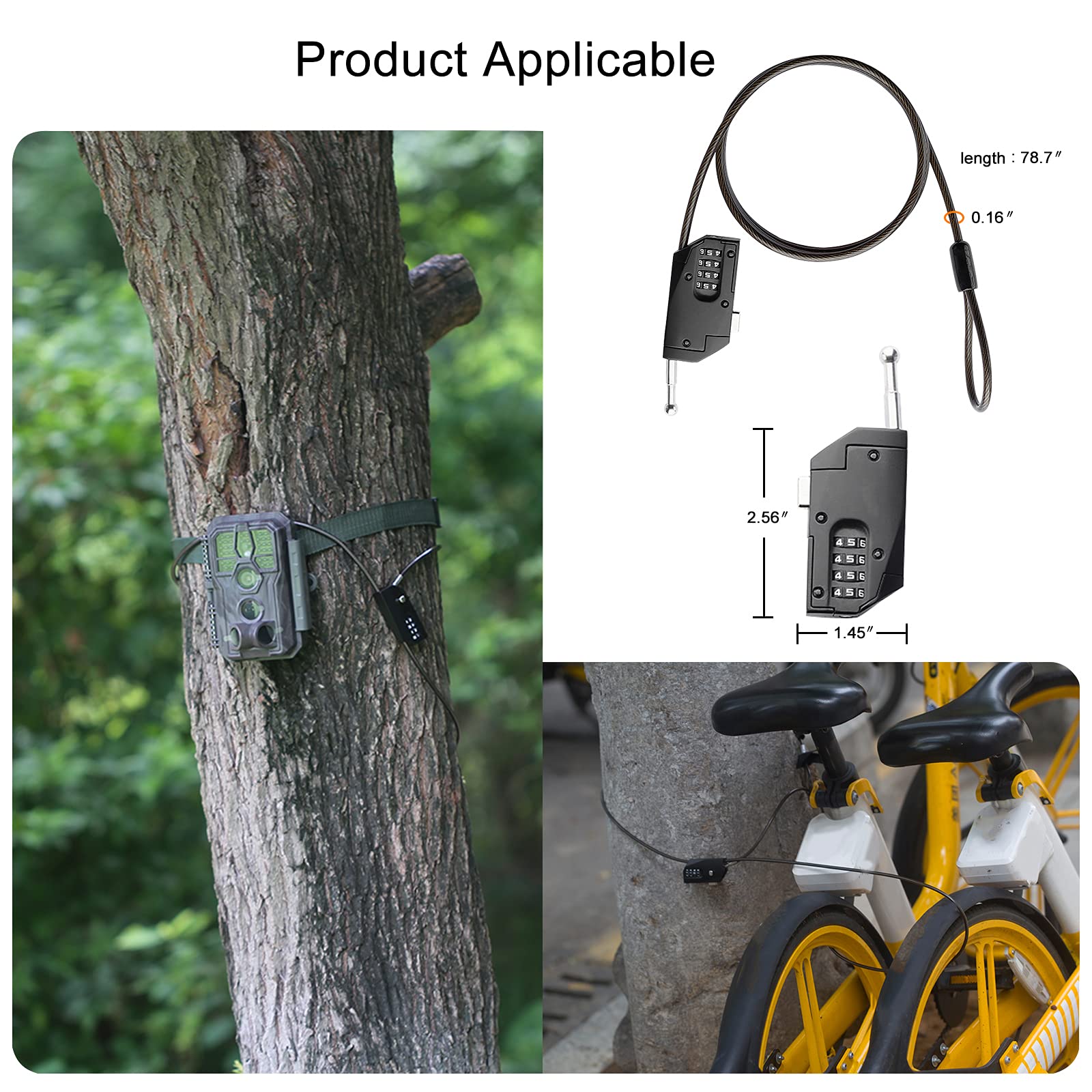 Outdoor Waterproof Game & Trail Camera Cable Lock with 4-Digit Combination - No Key Needed, 10000 Security Combinations - Secure Hunting Camera, Wildlife Monitoring & Outdoor Surveillance Equipment for Deer Hunting & Trail Security