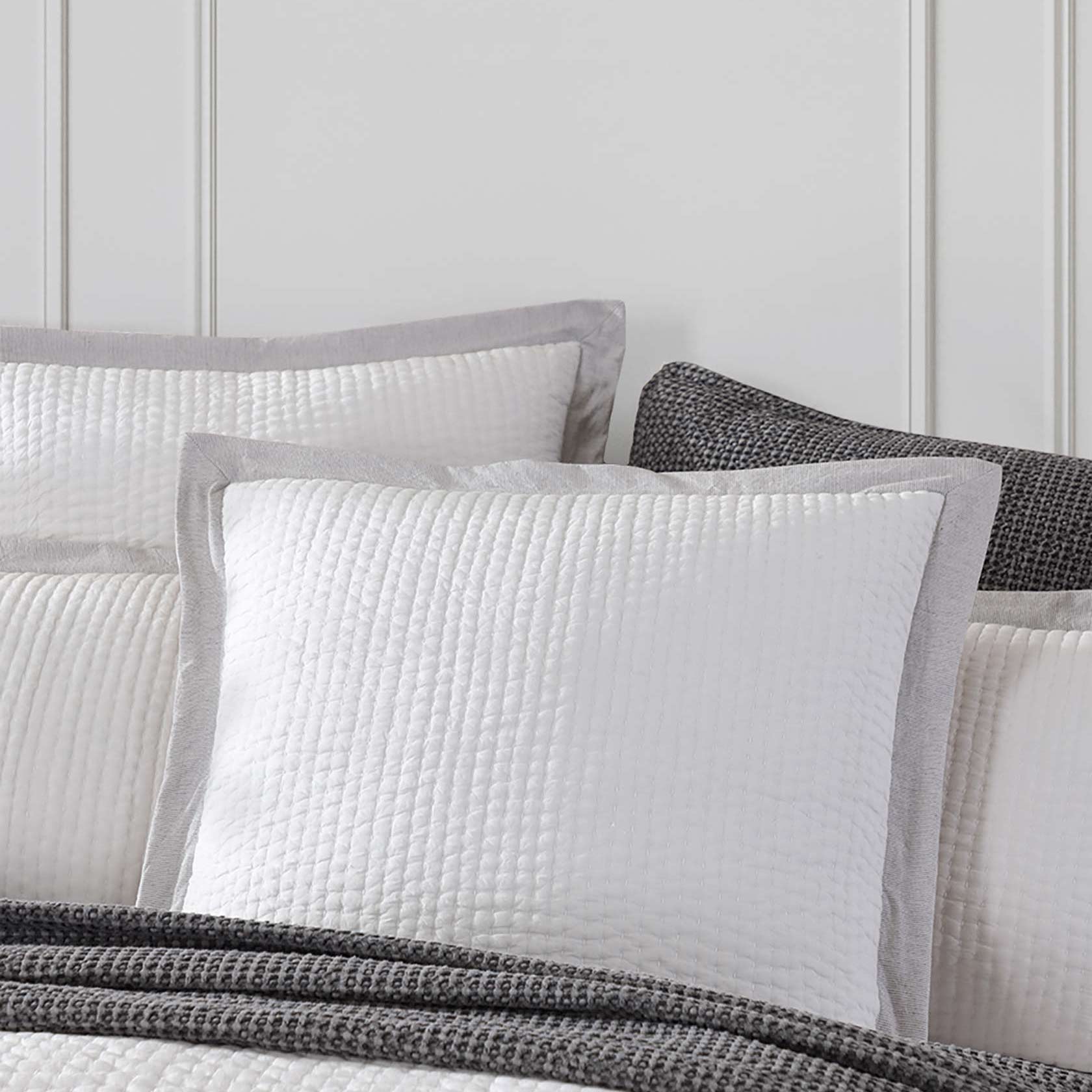 Premium Felix Charcoal European Pillowcase Set - Luxury 100% Cotton Bedding for Master Bedroom & Guest Room Decor - Soft Breathable Pillow Cover for Hotel Style Home Makeover