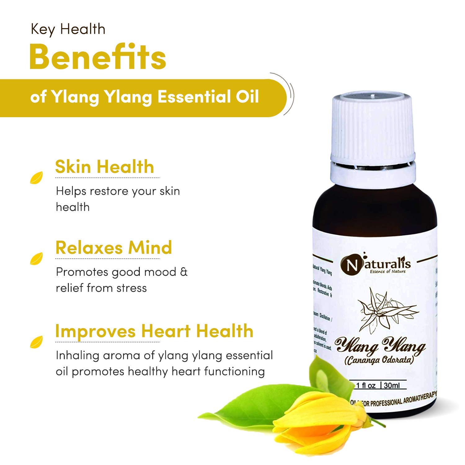 Natural Ylang Ylang Essential Oil 30ml - Pure Aromatherapy Oil for Relaxation, Stress Relief & Meditation | Perfect for Diffusers, Massage, Candles & Home Fragrance | 100% Therapeutic Grade Essential Oil for Spa, Yoga & Wellness