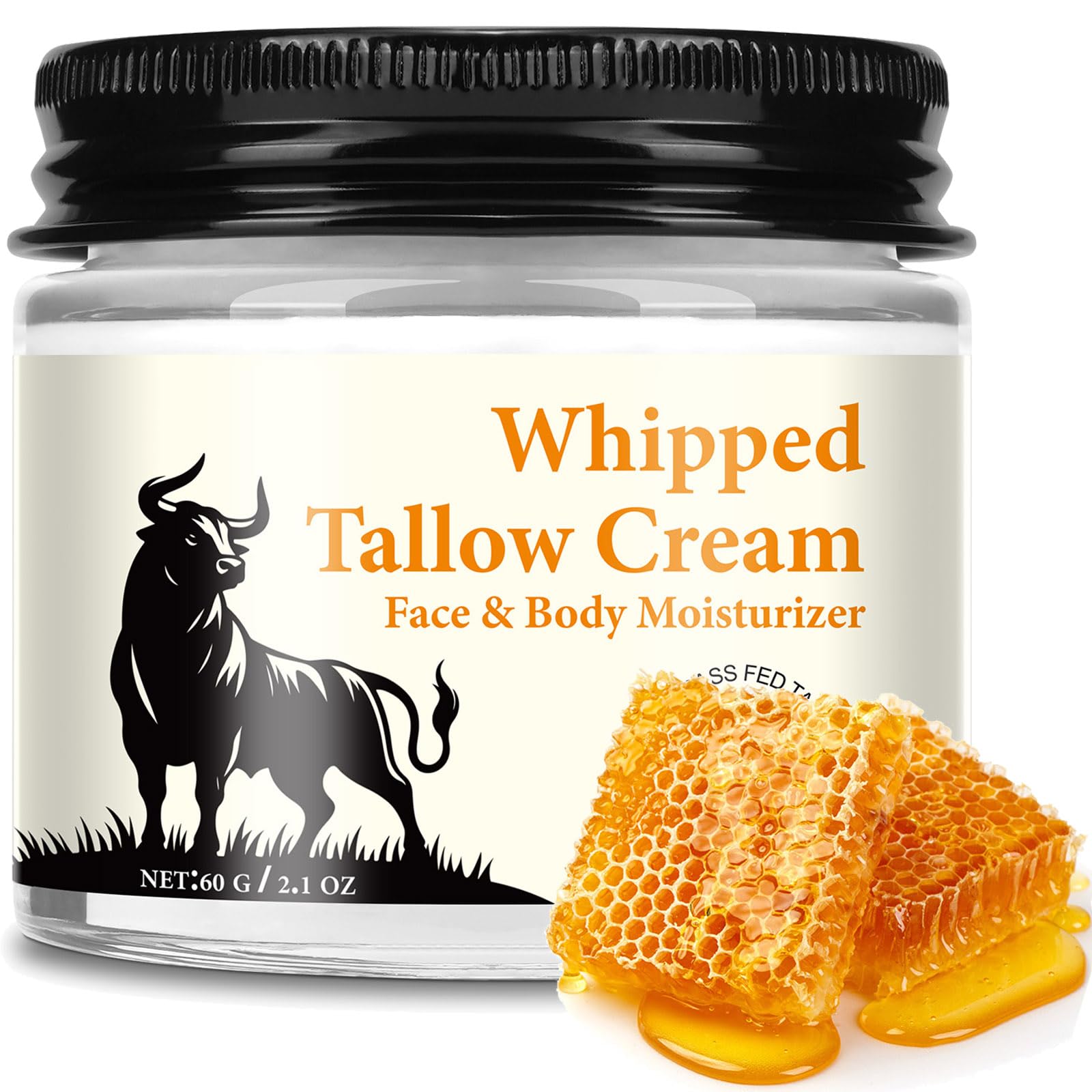 Organic Beef Tallow & Honey Balm - 2oz Face Moisturizer for Dry Skin Care
