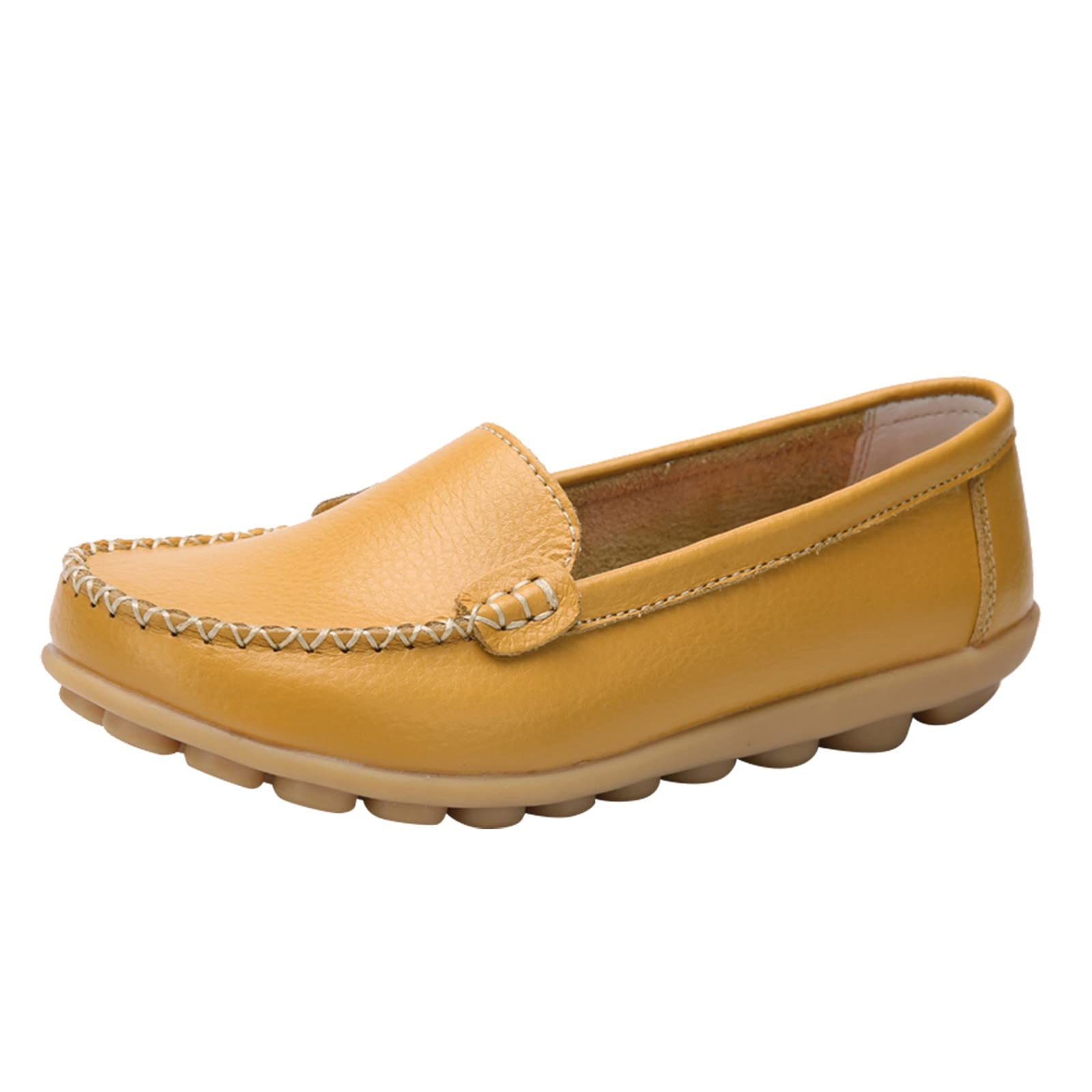 MLtuutou Women's Breathable Lace-Up Casual Wedge Flats - Comfortable Walking Shoes for Women (Yellow, Size 8) | Perfect for Office, Travel & Everyday Wear