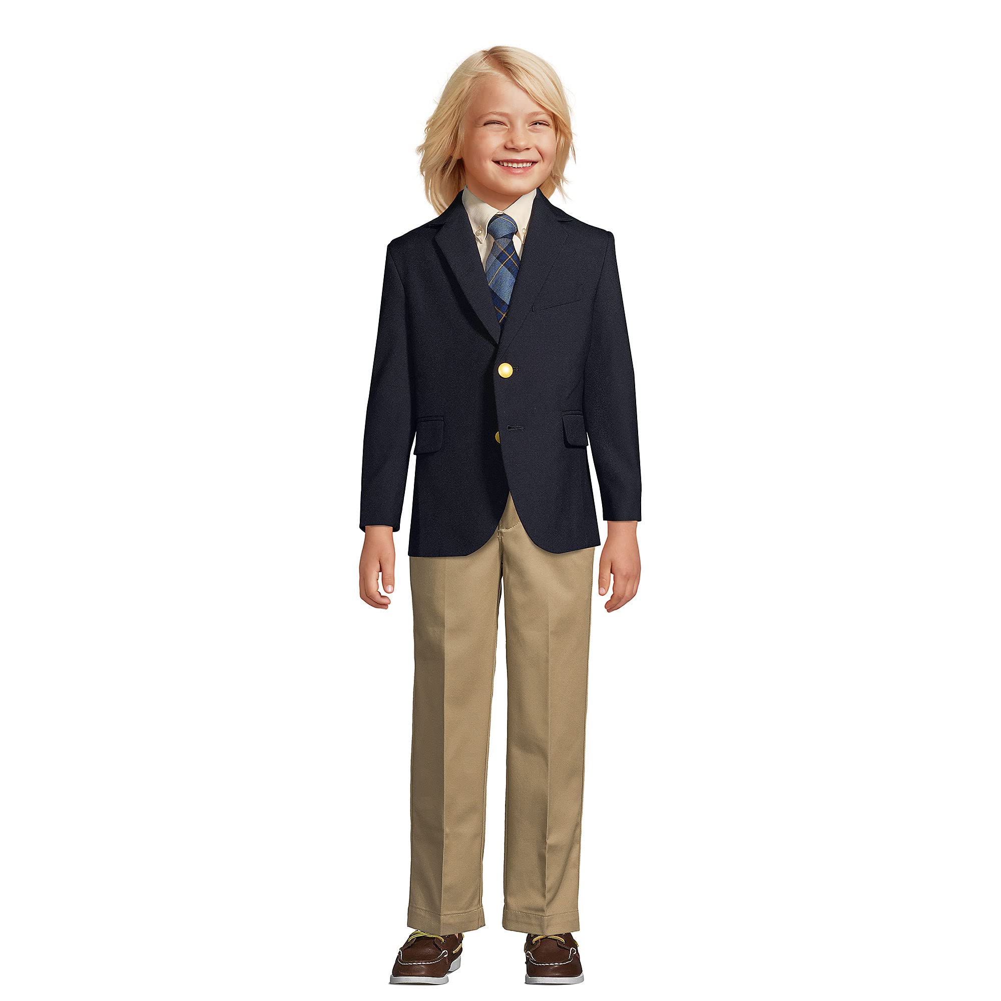 Lands' End Boys' Hopsack Blazer for School Uniforms | Classic Fit Kids' Jacket for Formal Wear, Classroom & Special Occasions