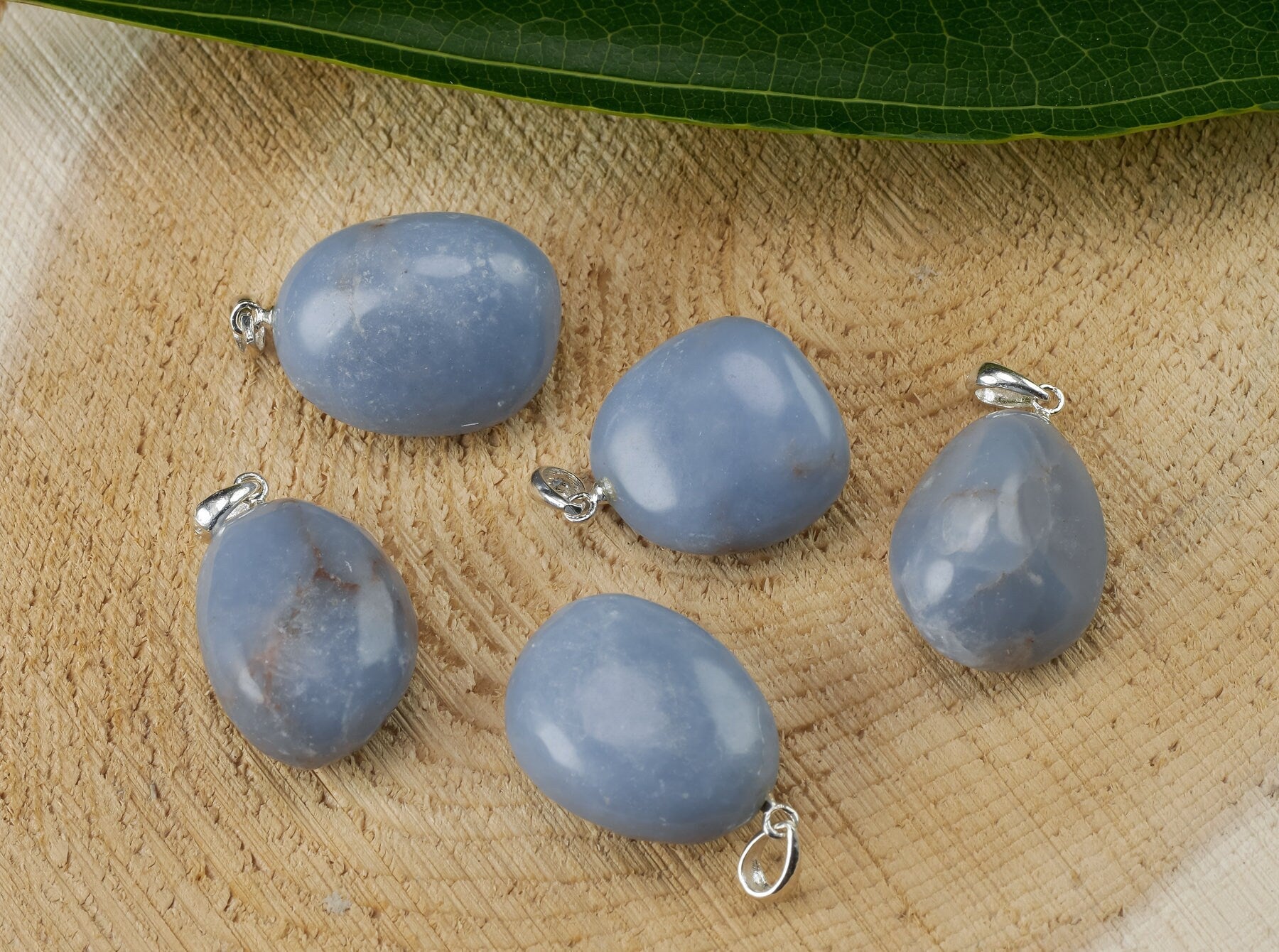 ANGELITE Crystal Pendant Necklace - Handmade Gemstone Jewelry with Healing Properties, Tumbled Stone Gift for Men (E1391) | Spiritual Healing, Meditation & Energy Balancing Accessory