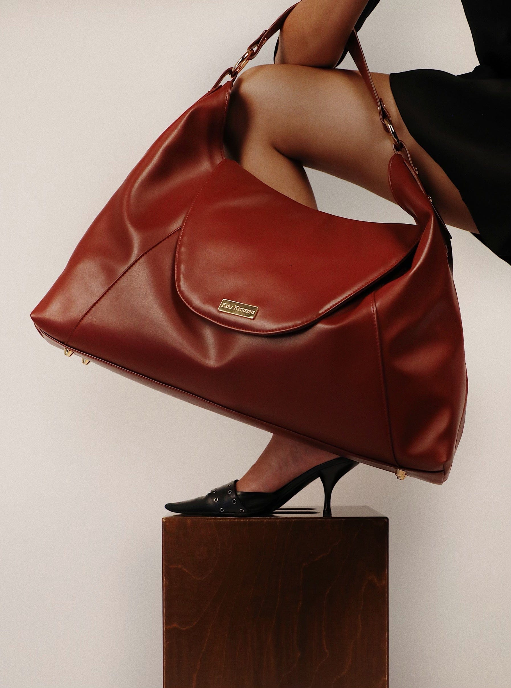 Downing Cactus Leather Vegan Handbag for Women | Eco-Friendly Cherry Red Crossbody Purse | Perfect for Work, Travel & Everyday Use