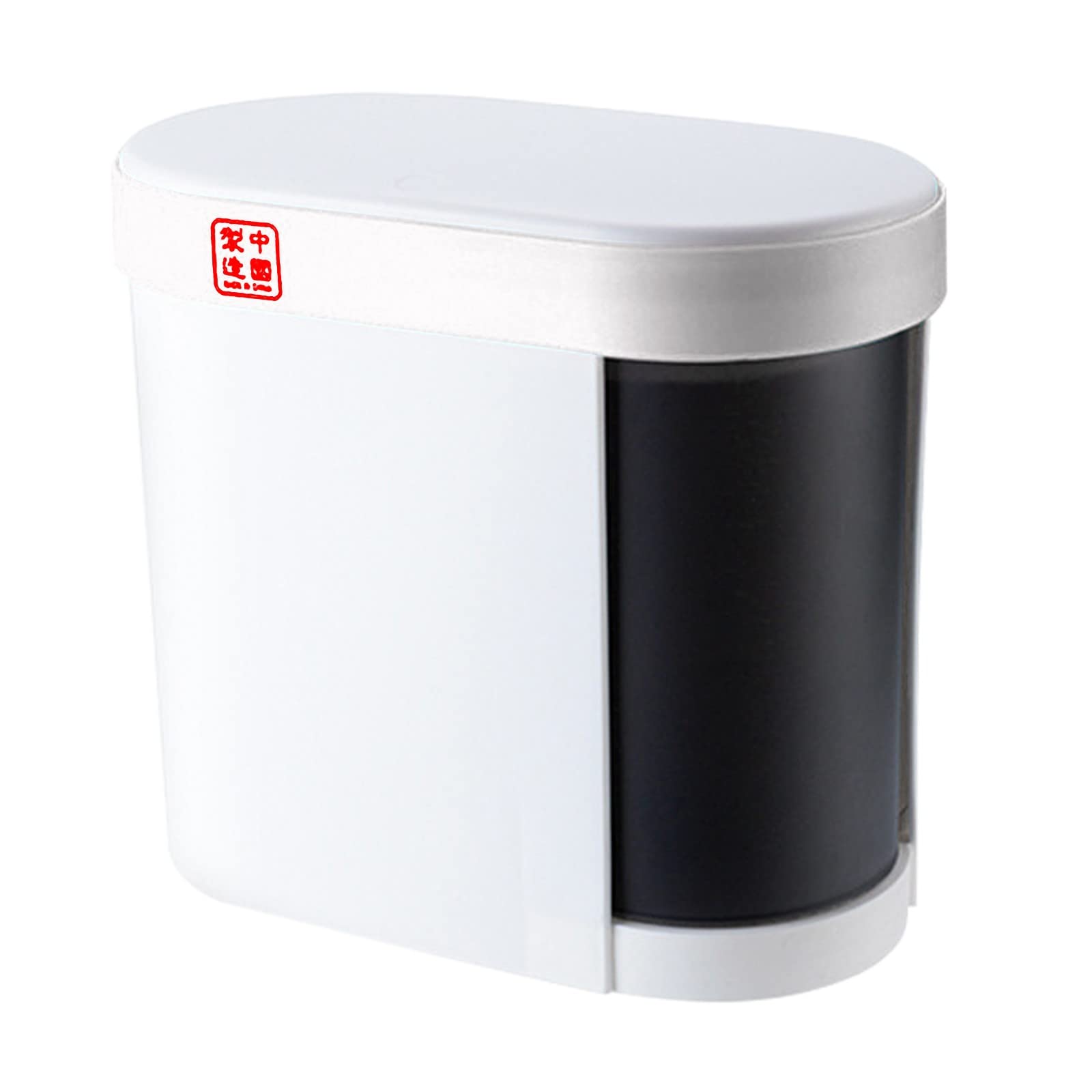 GTMANG Household Press-Type Cover Dry & Wet Separation Trash Can with Tea Filter - Kitchen Waste Bin for Tea Leaves, Food Scraps - Plus Size Bib Aprons for Women (White, 36×34×20cm) - Perfect for Kitchen, Office, RV & Camping Use