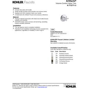 KOHLER T72771-3-2BZ Artifacts Oil Rubbed Bronze Shower Valve Trim Kit - Perfect for Bathroom Remodel & Luxury Shower Upgrade