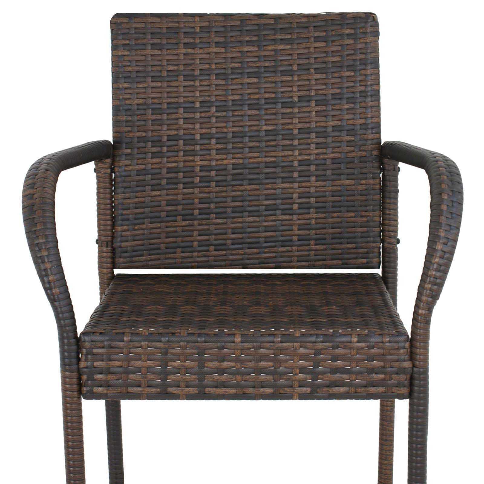 Set of 4 Brown Wicker Bar Stools for Indoor & Outdoor Use - Patio, Backyard, Kitchen Counter & Bar Furniture - Perfect for Entertaining, Dining & Relaxing