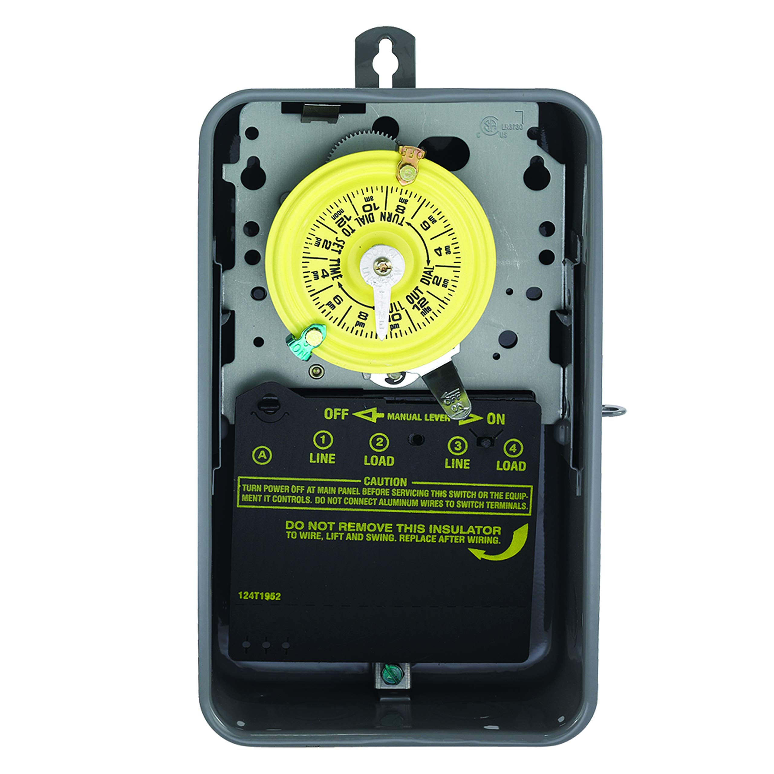 Intermatic T106R 24-Hour Mechanical Timer Switch, Gray - Perfect for Outdoor Lights, Pumps, and Home Automation