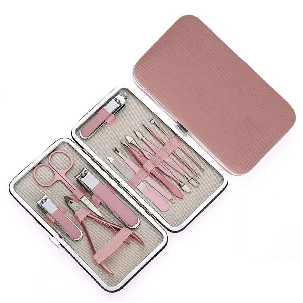 Professional 12-Piece Nail Art Tool Set - Nail Clippers, Scissors, Tweezers & Pedicure Kit with Travel Case (Color A) - Perfect for Home Salon, Travel & DIY Manicure/Pedicure