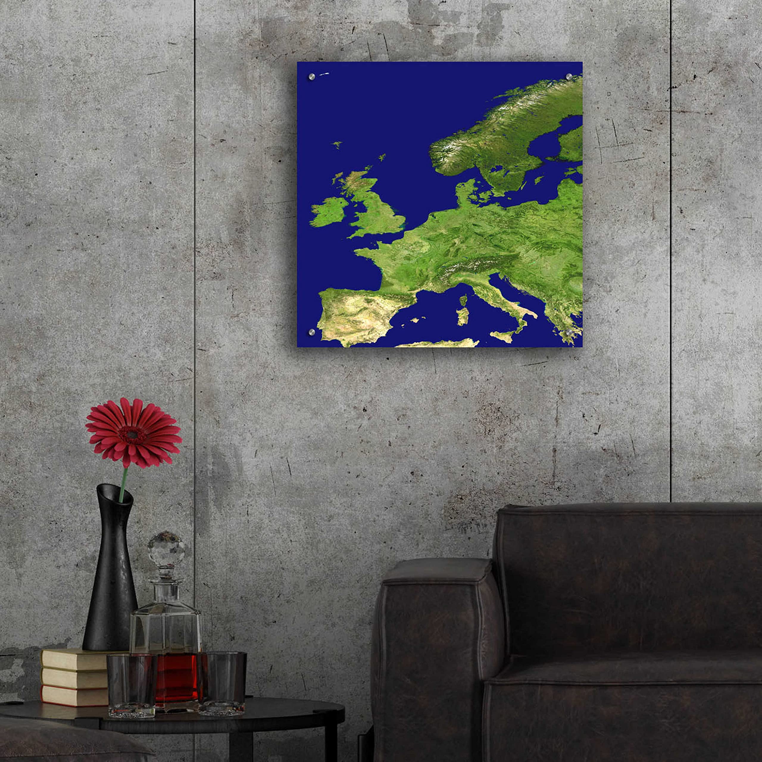 Epic Art 'Earth as Art: Europe' Acrylic Glass Wall Decor - 24x24 Inch Modern Home & Office Artwork - Perfect for Living Room, Bedroom, or Office Decoration