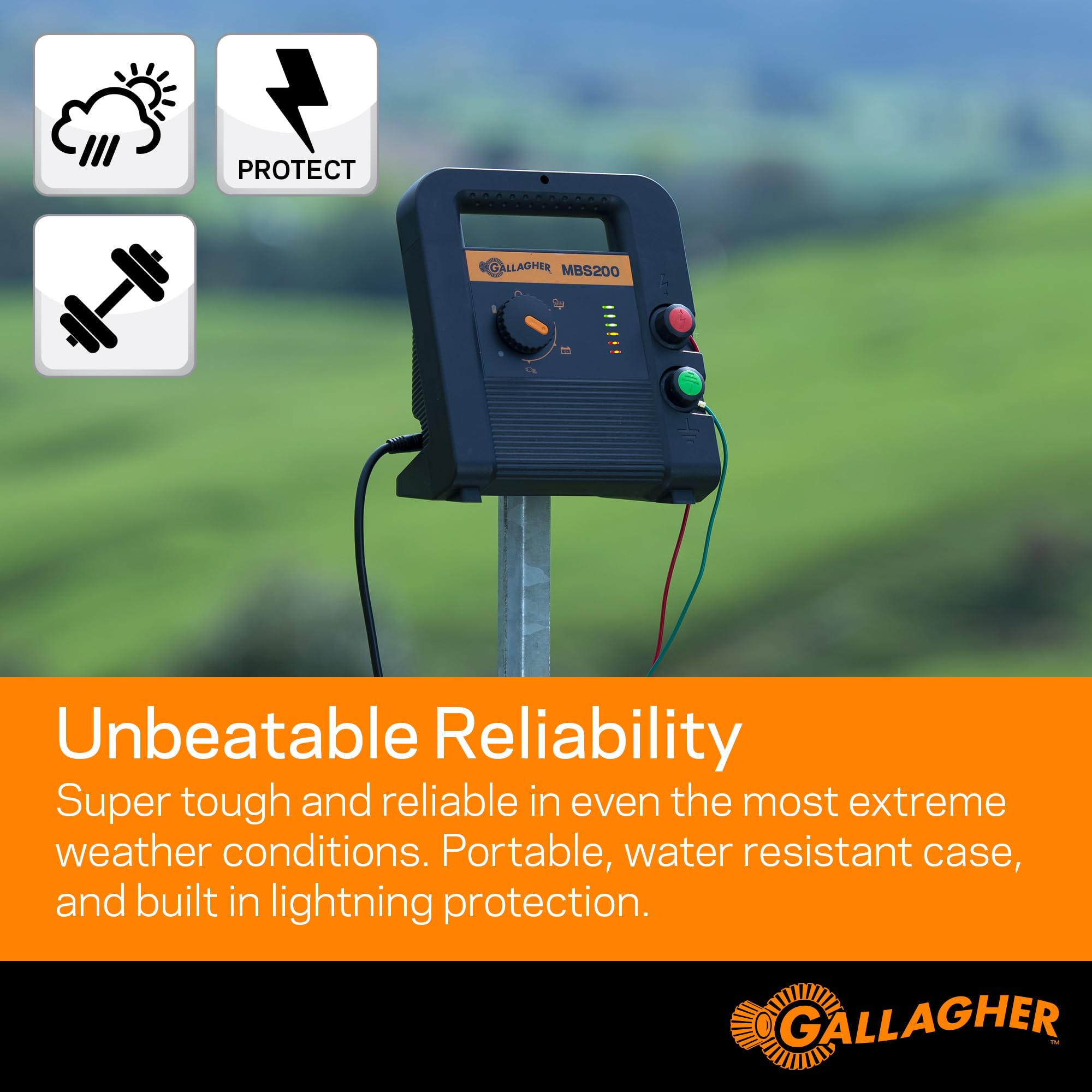 Solar Powered Electric Fence Charger with Battery - 90 Acre Coverage & 2.0 Joules Output for Livestock Security and Farm Protection | Ideal for Cattle, Horses, and Agricultural Land Safety