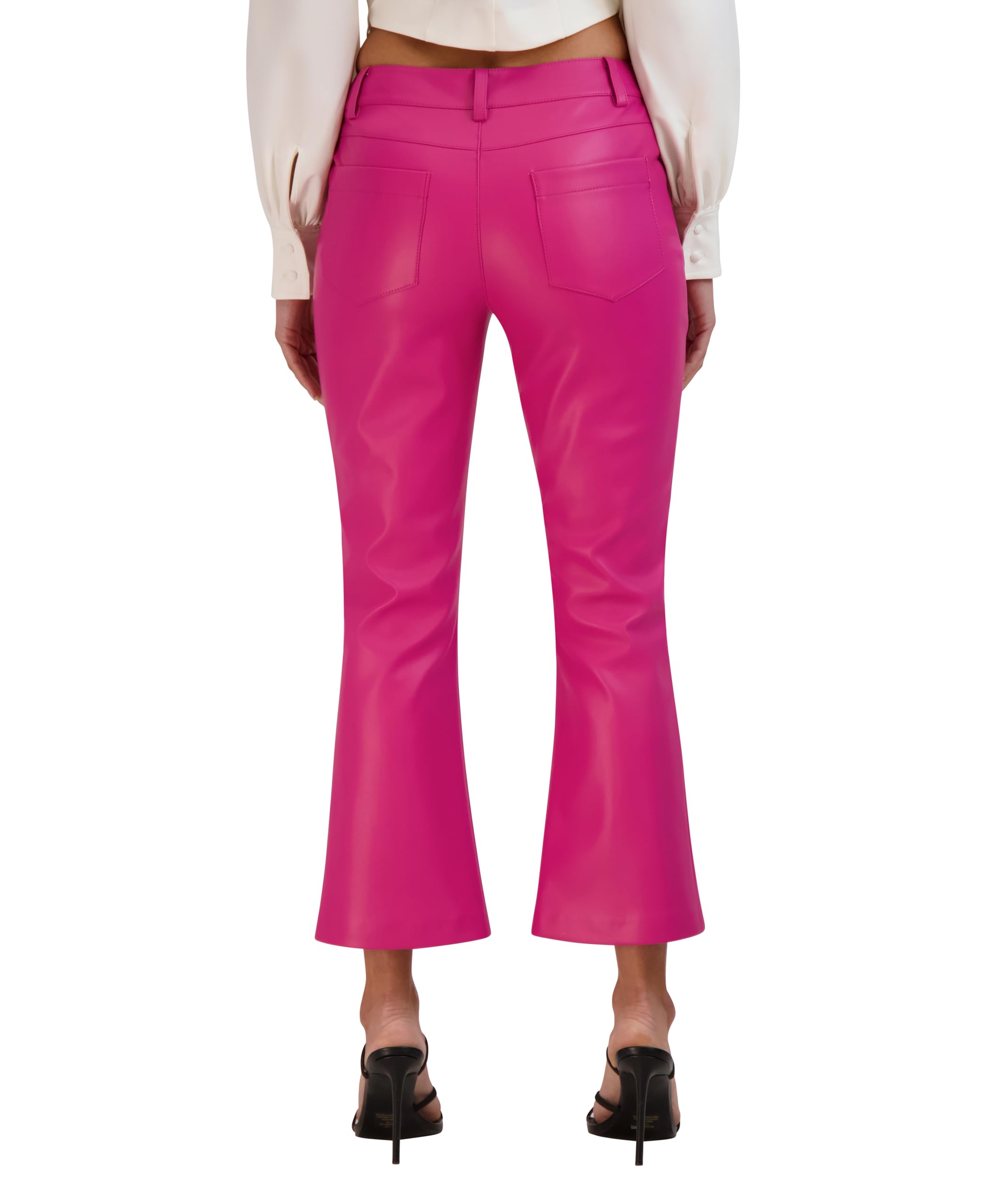 BCBGeneration Women's Faux Leather Flare Leg Pants - High Waisted Stretchy Vegan Leather Trousers for Work, Party & Night Out | Trendy Plus Size Fashion Pants for Women