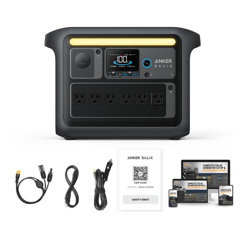 Anker SOLIX C1000X 1056Wh 1800W Portable Power Station with Solar Panel Kit | Backup Power for Camping, RV, Home Emergencies & Outdoor Adventures
