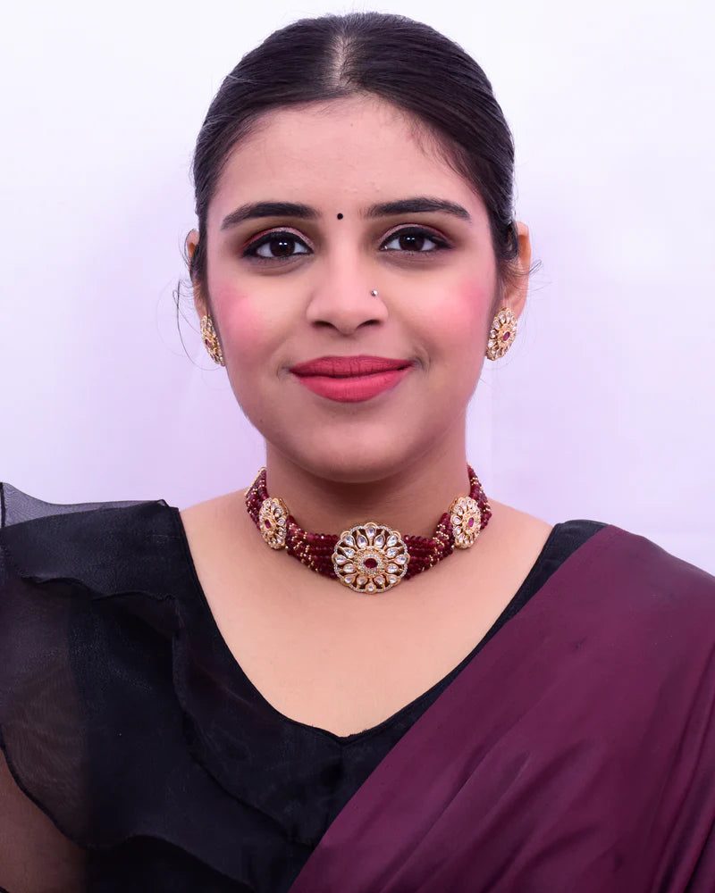 Elegant Gold Plated Royal Kundan Choker Necklace Set with Matching Earrings | Indian Bridal Jewelry for Weddings, Parties & Special Occasions