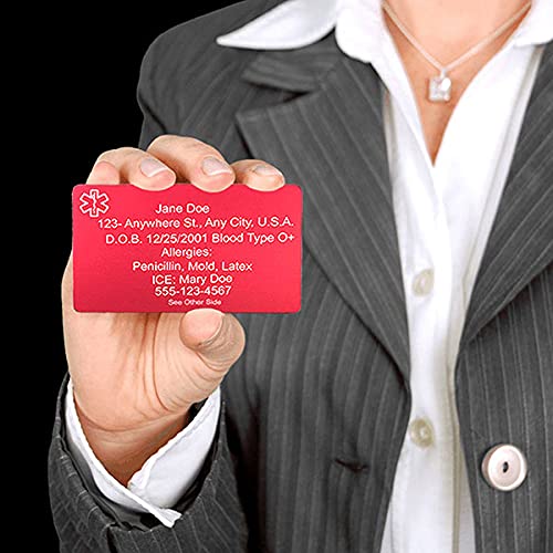 Personalized Engraved Aluminum Medical ID Wallet Card - Emergency Contact & Health Info - Perfect for Travel, Work & Daily Safety