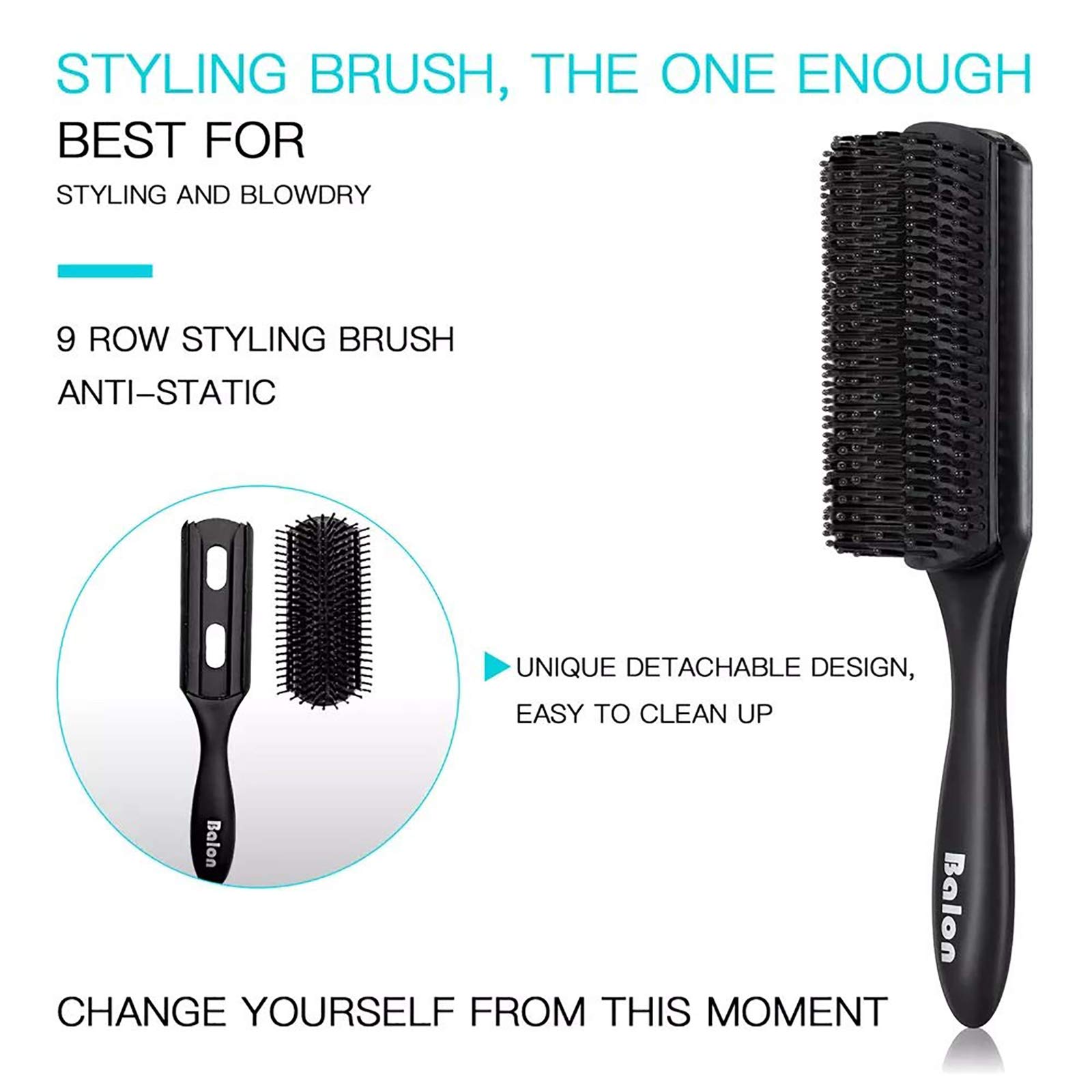 4Pcs Paddle Hair Brush Set - Detangling Brush & Hair Comb for Men & Women, Wet or Dry Hair Use, No Tangle Hairbrush for Long Thick Thin Curly Natural Hair - Perfect for Home, Travel & Salon Styling