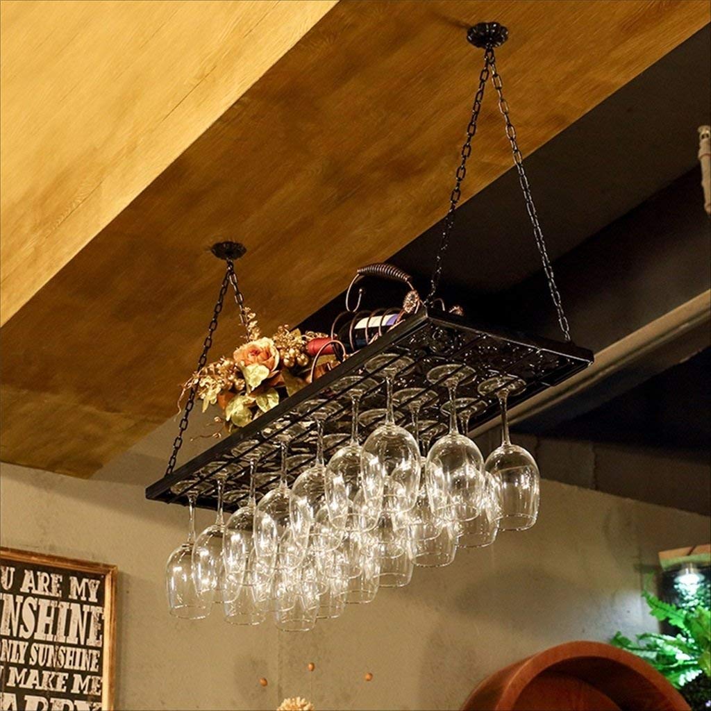Vintage Iron Wine Rack for Bar Counter - 60 x 31cm Retro Metal Wine Glass Holder for Restaurants & Home Use - Perfect for Kitchen, Dining Room, or Wine Cellar Storage