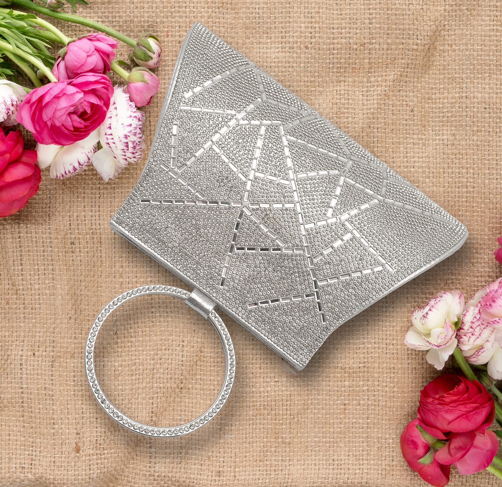 Elegant Crystal Clutch Purse for Bride & Bridesmaids - Women's Wristlet Evening Bag for Weddings, Prom & Special Occasions