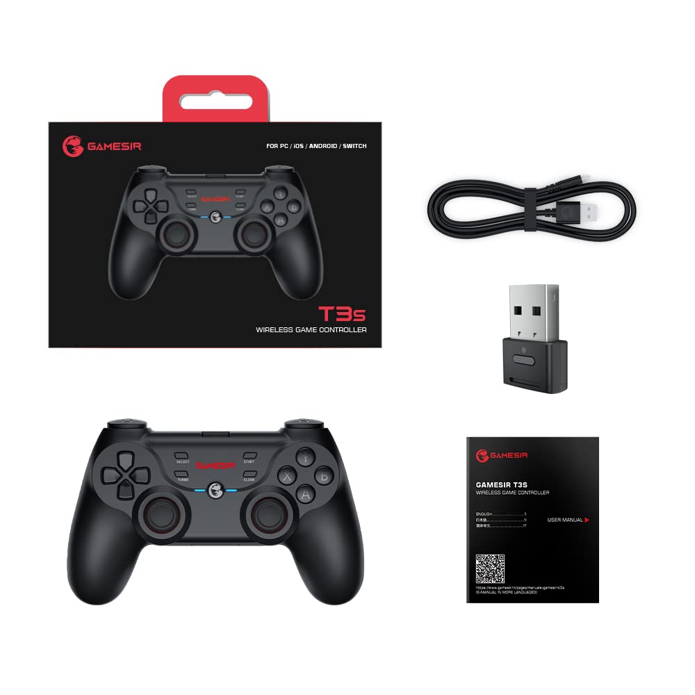 GameSir T3s Wireless Gaming Controller for PC, Android, iPhone & Switch - Bluetooth Gamepad with Dual Vibration for Windows 7/8/10/11 - Perfect for Mobile Gaming, Console Play & PC Gaming Sessions