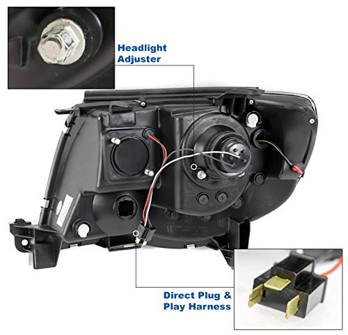 LED Tube Projector Headlights - Black/Smoke Compatible with 2005-2011 Toyota Tacoma - High Brightness for Night Driving & Off-Road Adventures