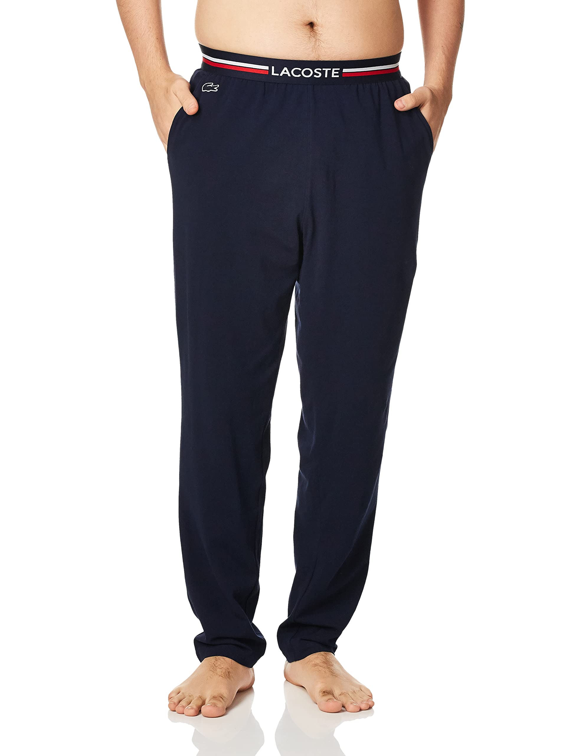 Lacoste Men's Comfortable Multicolor Jersey Pajama Pants with Elastic Waistband - Perfect for Lounging, Sleepwear & Home Relaxation