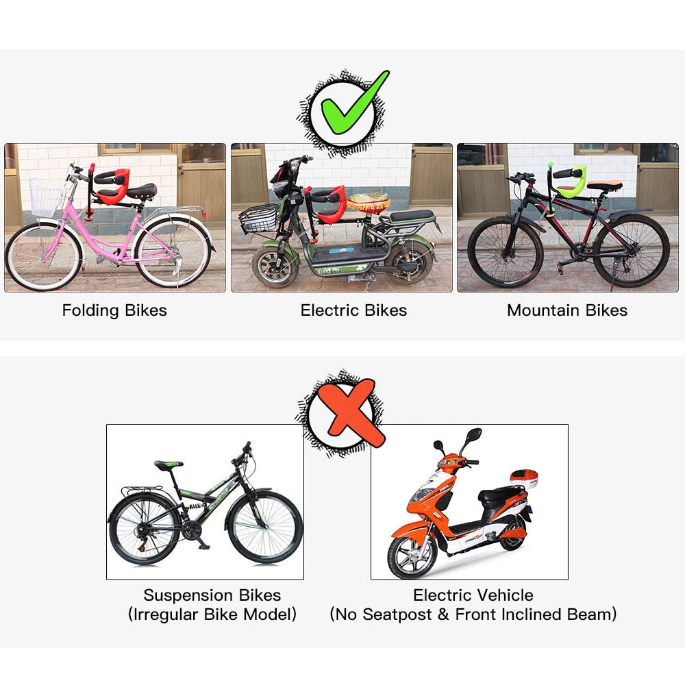 **Front Mount Kids Bike Seat for Toddlers 8 Months to 4 Years (Up to 110lbs) - Adjustable & Padded Child Safety Bicycle Seat - Perfect for Family Cycling & Outdoor Adventures**
